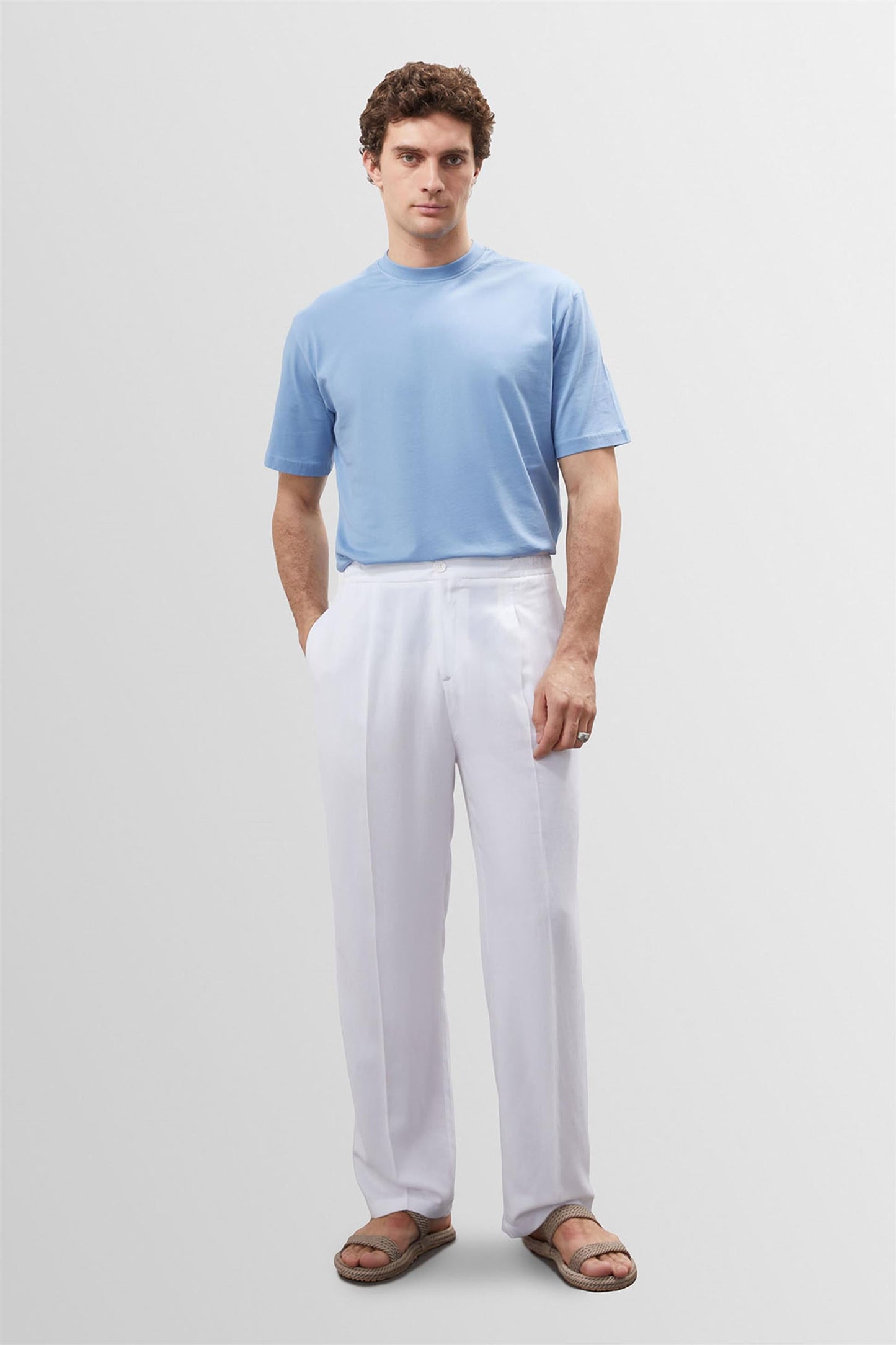 KOALA SYDNEY Men's Light Blue Crew Neck Basic T-Shirt