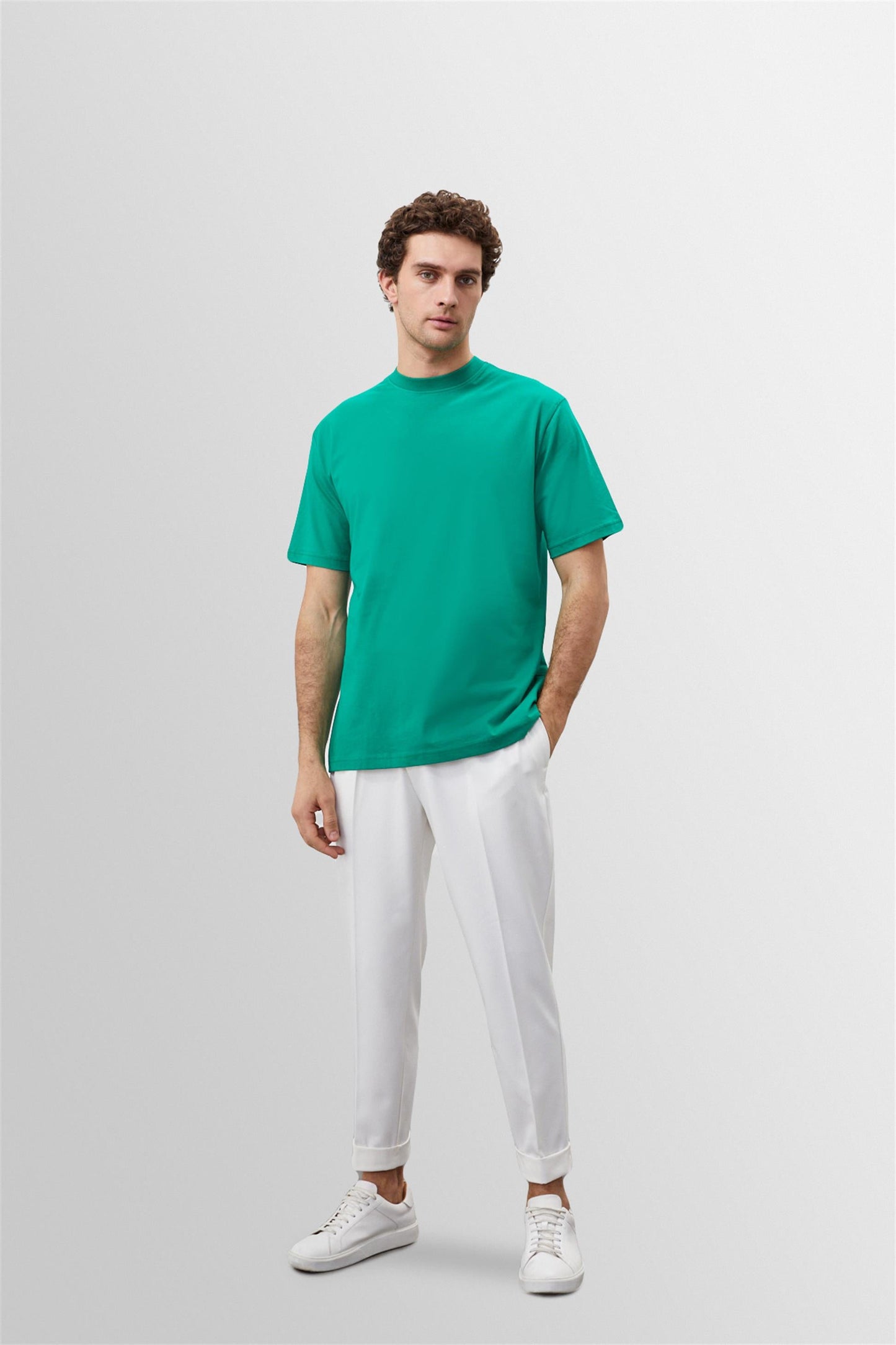 KOALA SYDNEY Men's Grass Green Crew Neck Basic T-Shirt