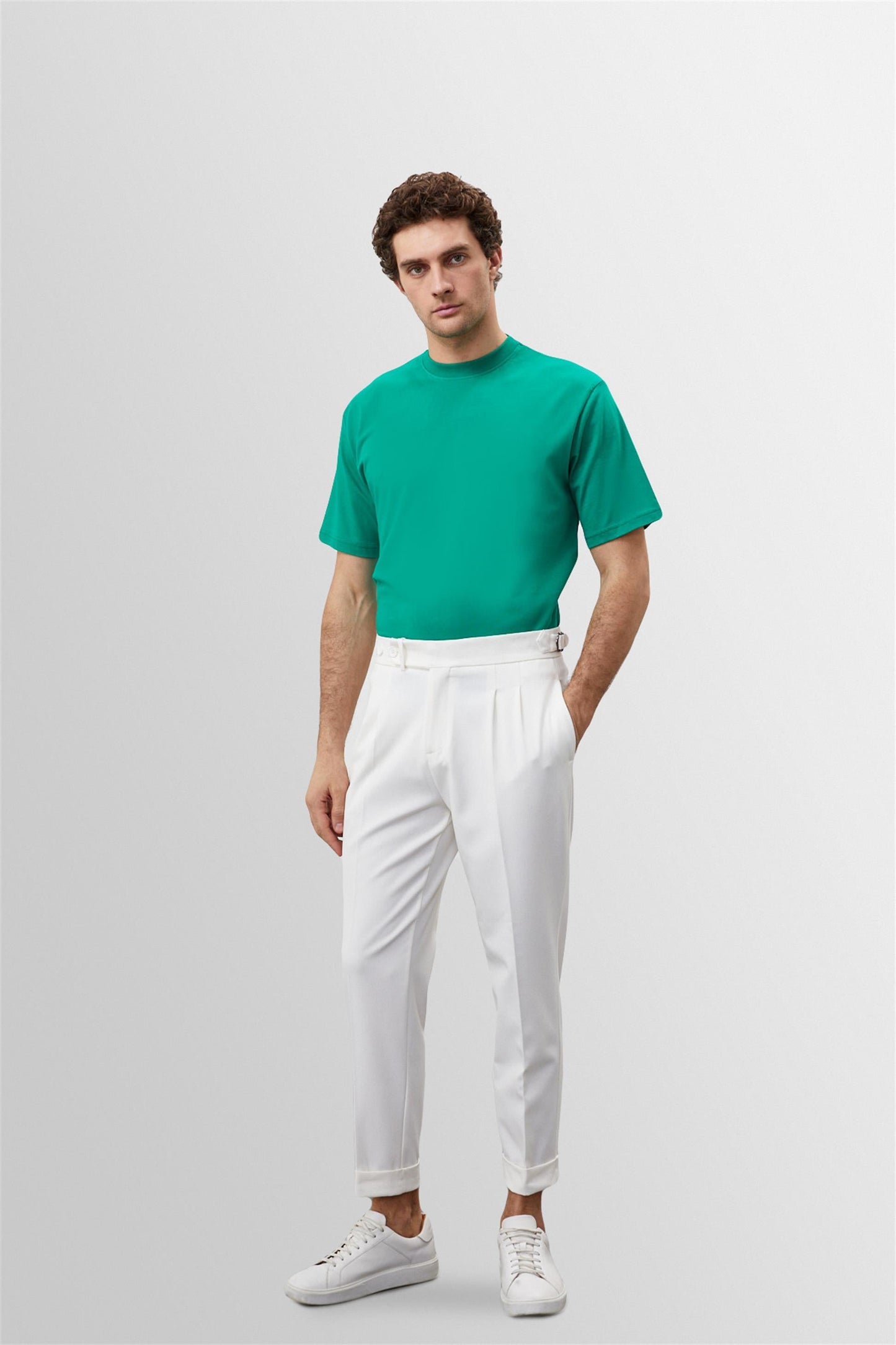KOALA SYDNEY Men's Grass Green Crew Neck Basic T-Shirt