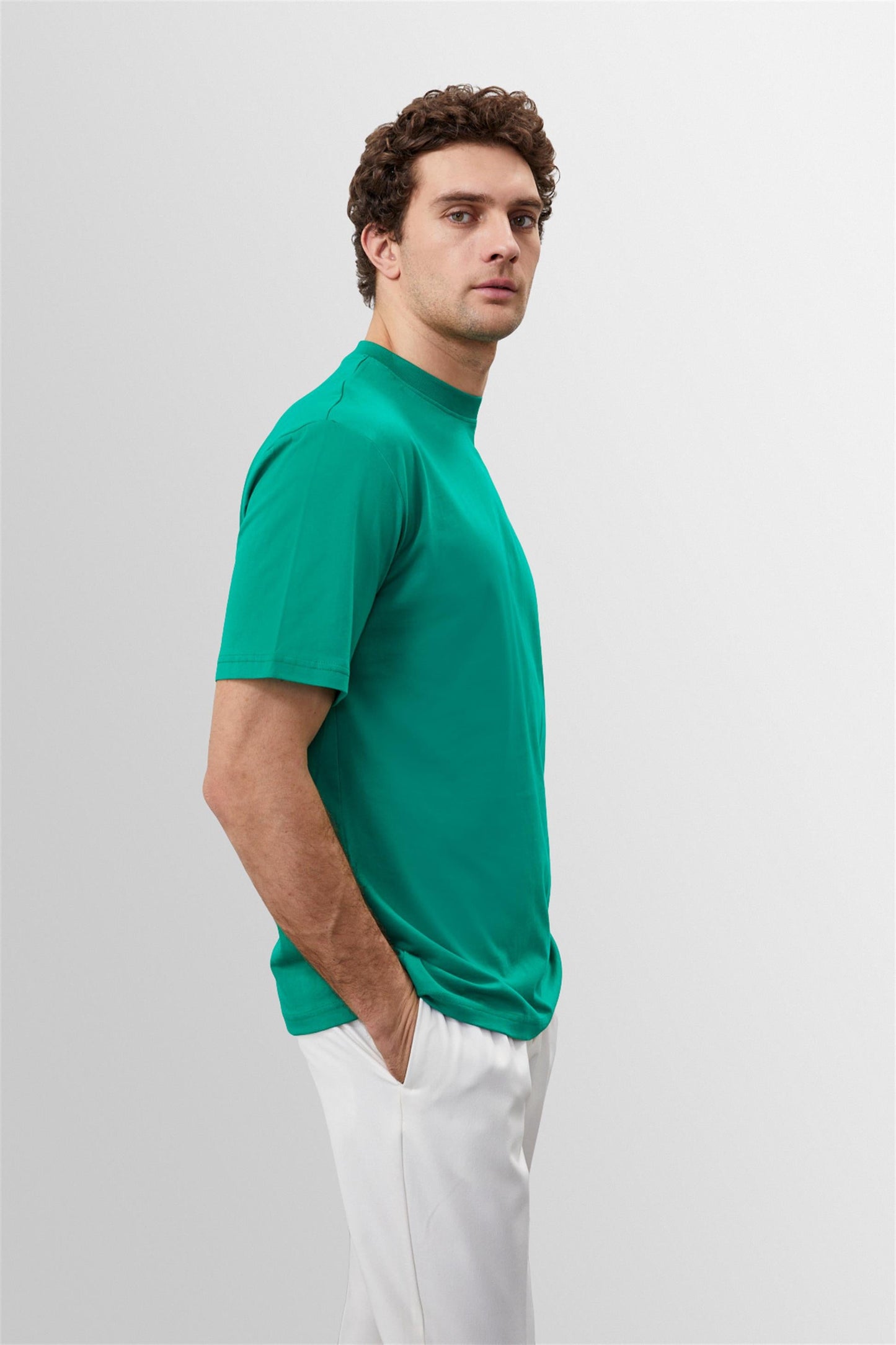 KOALA SYDNEY Men's Grass Green Crew Neck Basic T-Shirt
