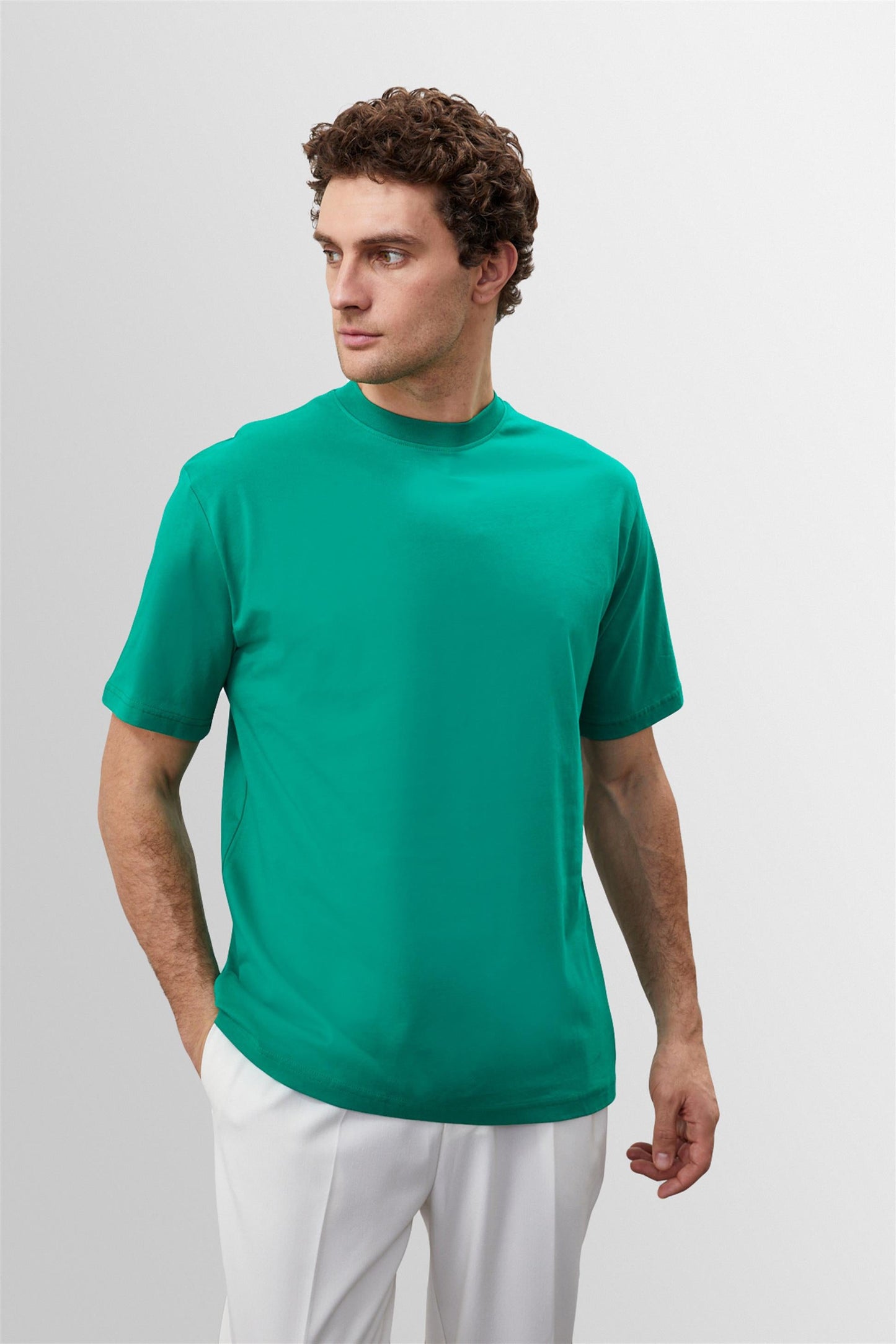 KOALA SYDNEY Men's Grass Green Crew Neck Basic T-Shirt