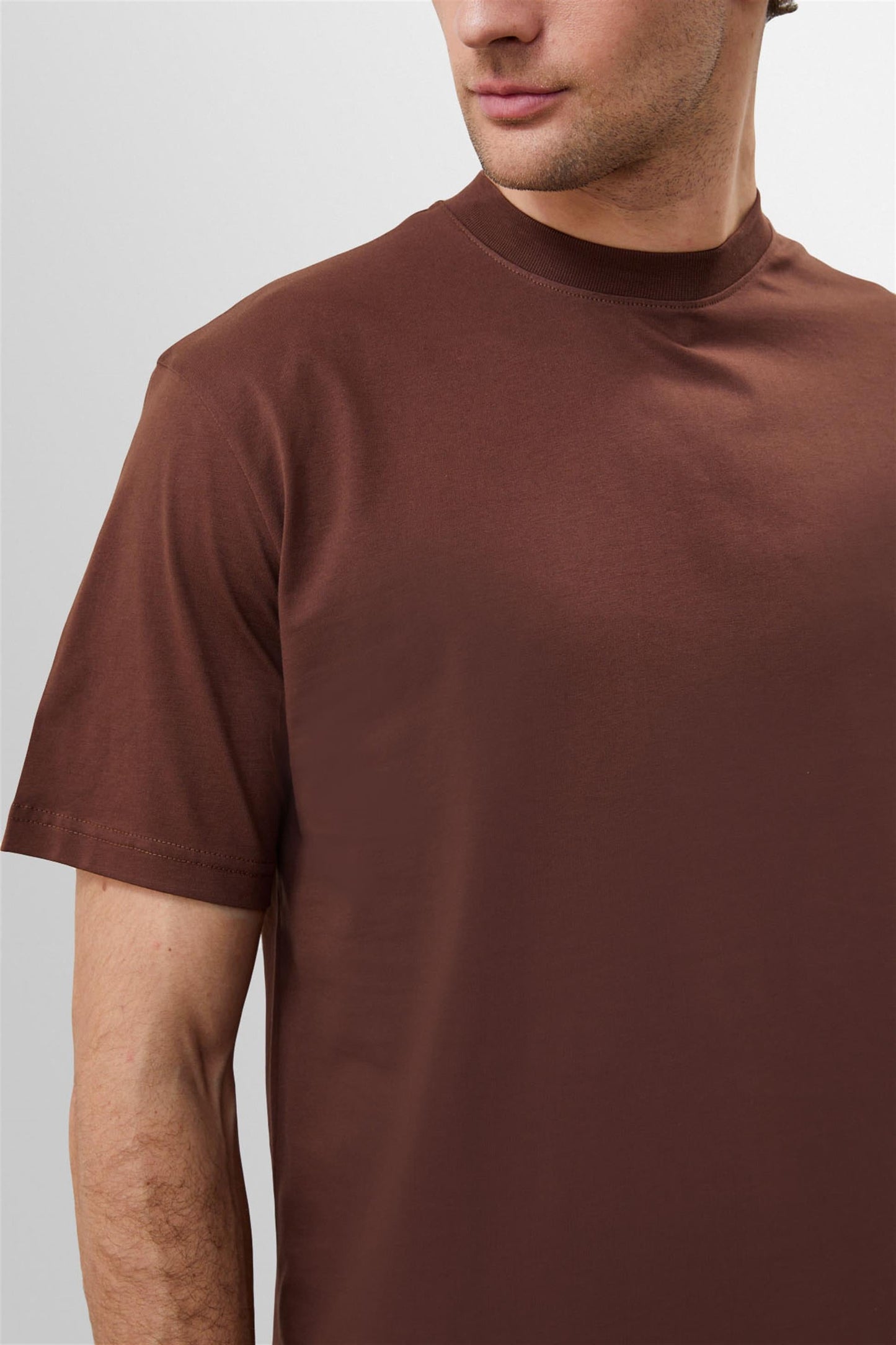 KOALA SYDNEY Men's Brown Crew Neck Basic T-Shirt