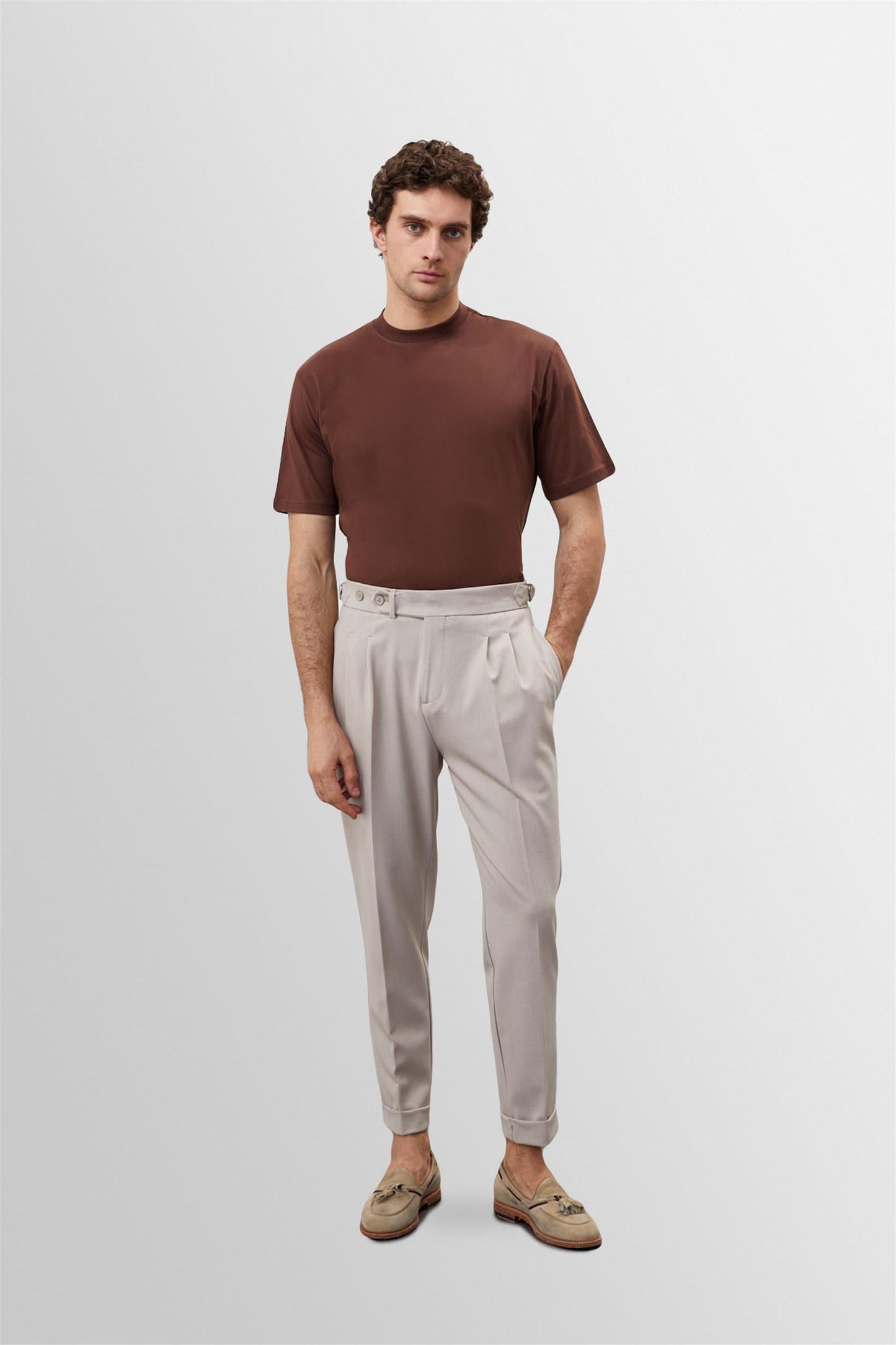 KOALA SYDNEY Men's Brown Crew Neck Basic T-Shirt