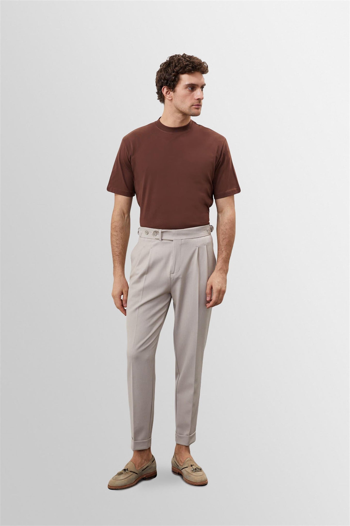 KOALA SYDNEY Men's Brown Crew Neck Basic T-Shirt