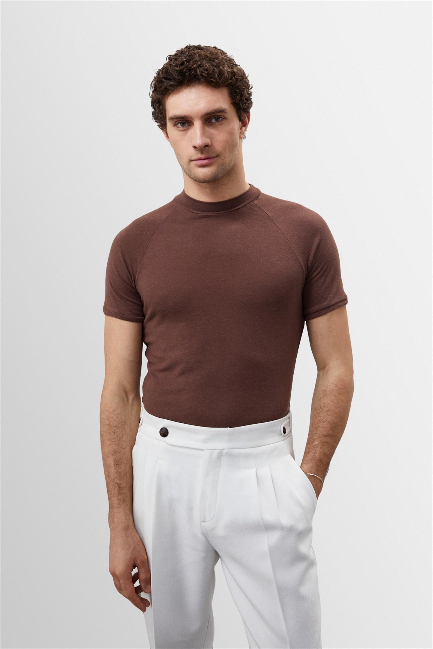KOALA SYDNEY Men's Brown Slim Fit Crew Neck T-Shirt