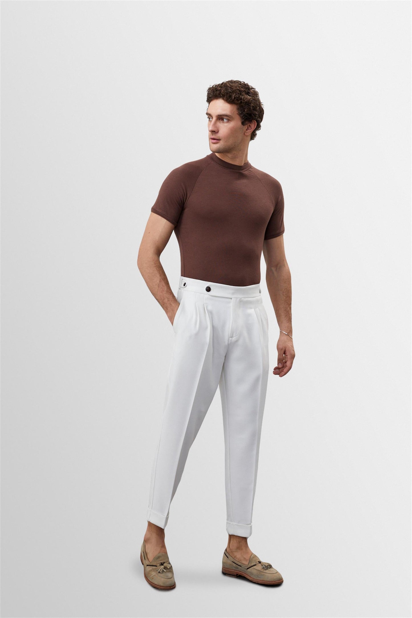 Men's Brown Slim Fit Crew Neck T-Shirt