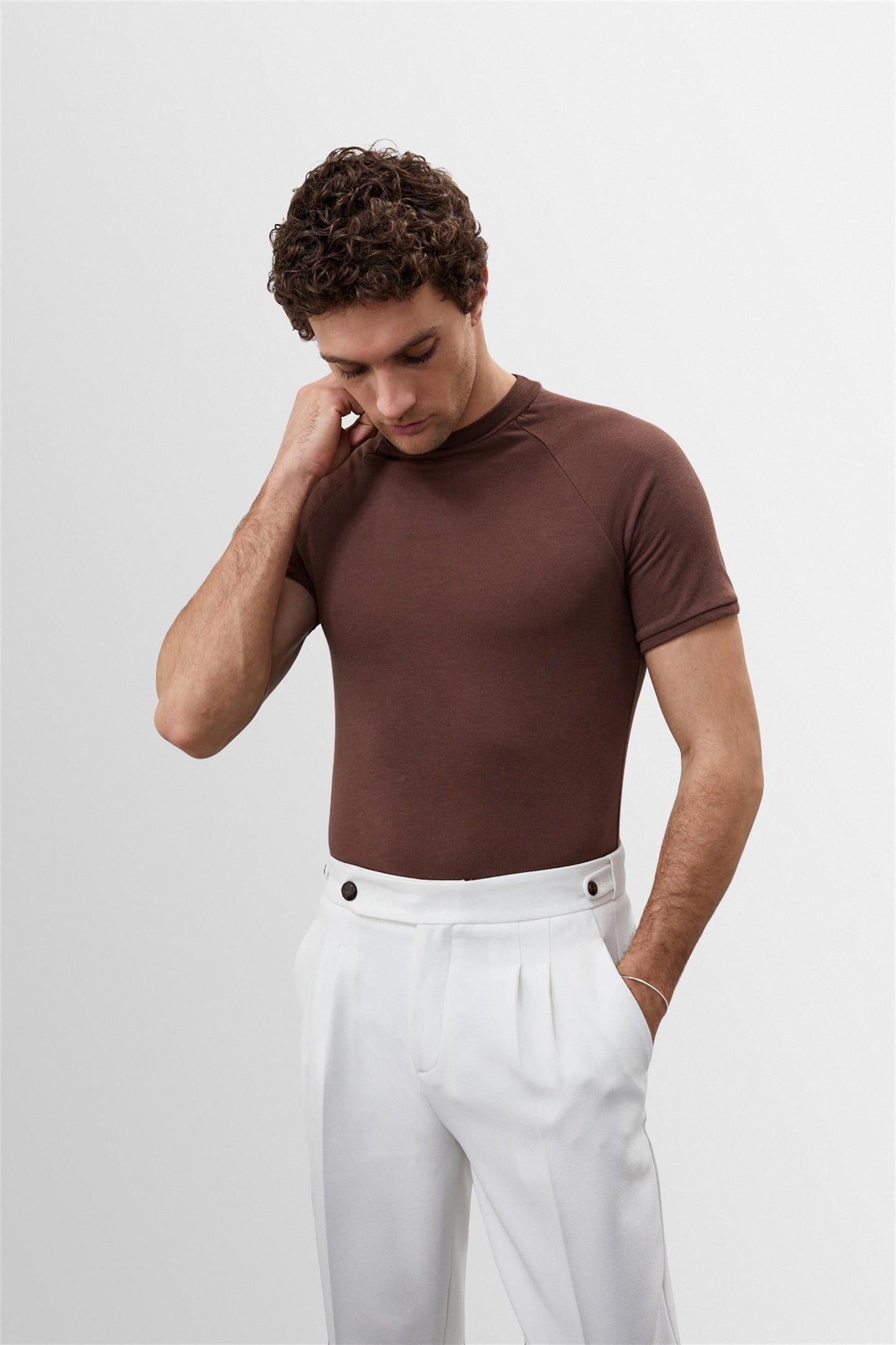 KOALA SYDNEY Men's Brown Slim Fit Crew Neck T-Shirt