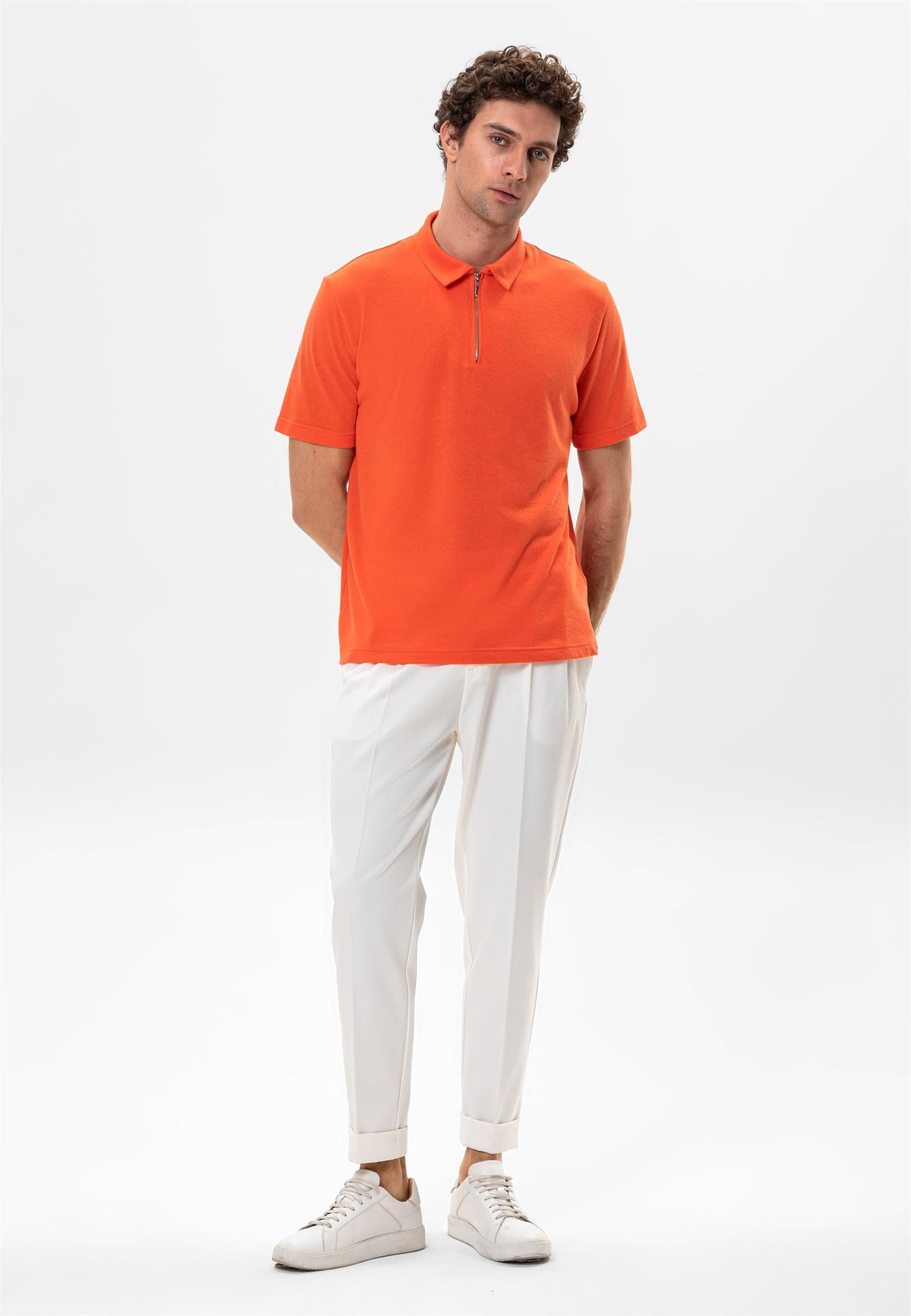 KOALA SYDNEY Men's Salmon Polo Neck Zippered T-Shirt