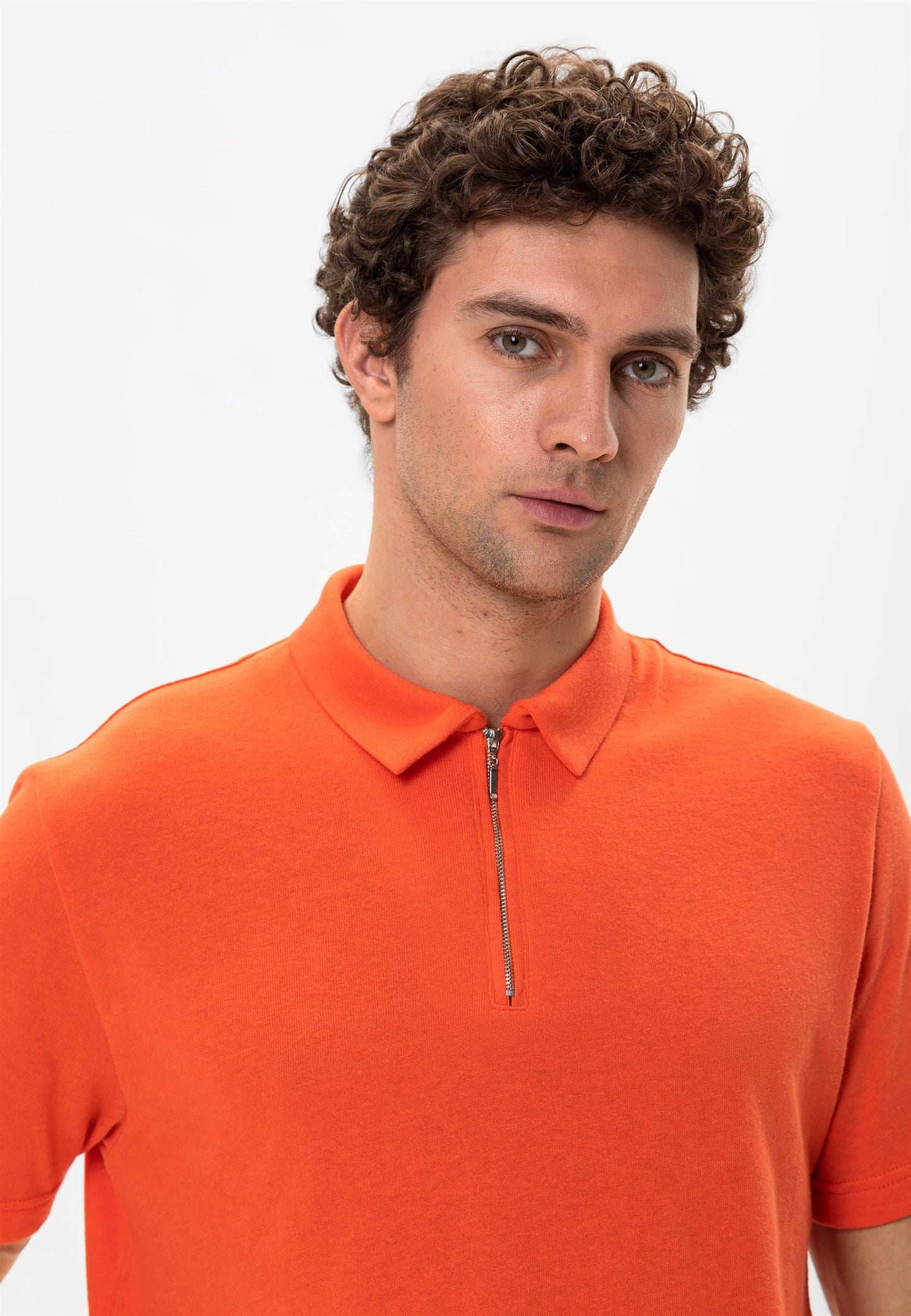 KOALA SYDNEY Men's Salmon Polo Neck Zippered T-Shirt