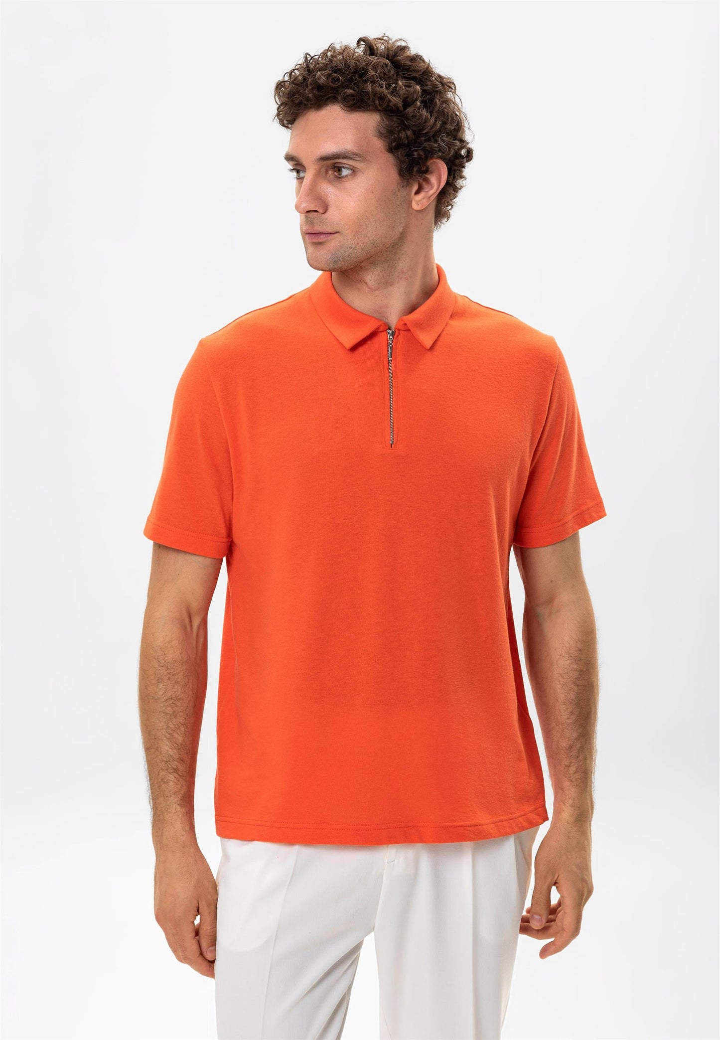 KOALA SYDNEY Men's Salmon Polo Neck Zippered T-Shirt