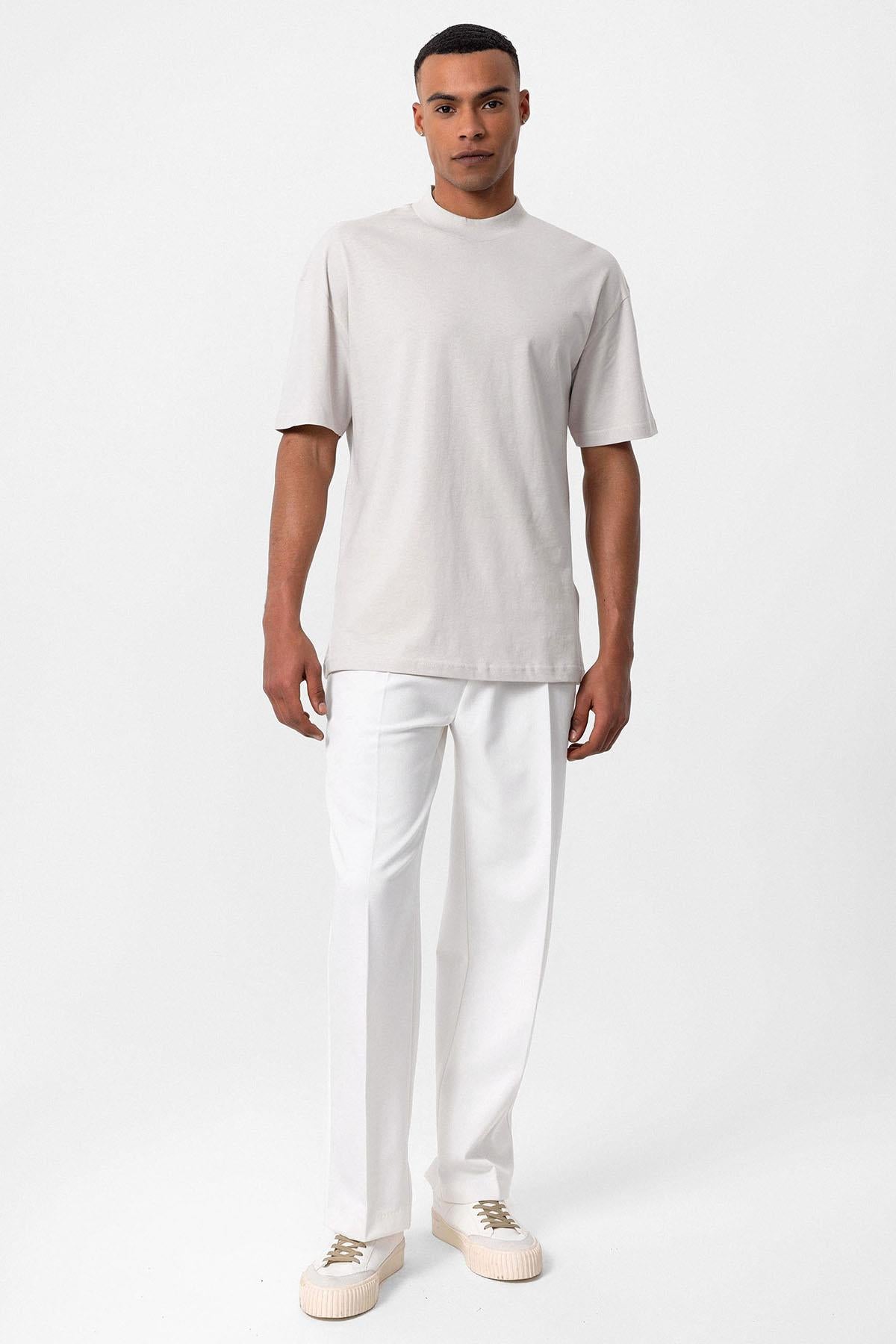 Men's Stone Relaxed Fit Basic T-Shirt