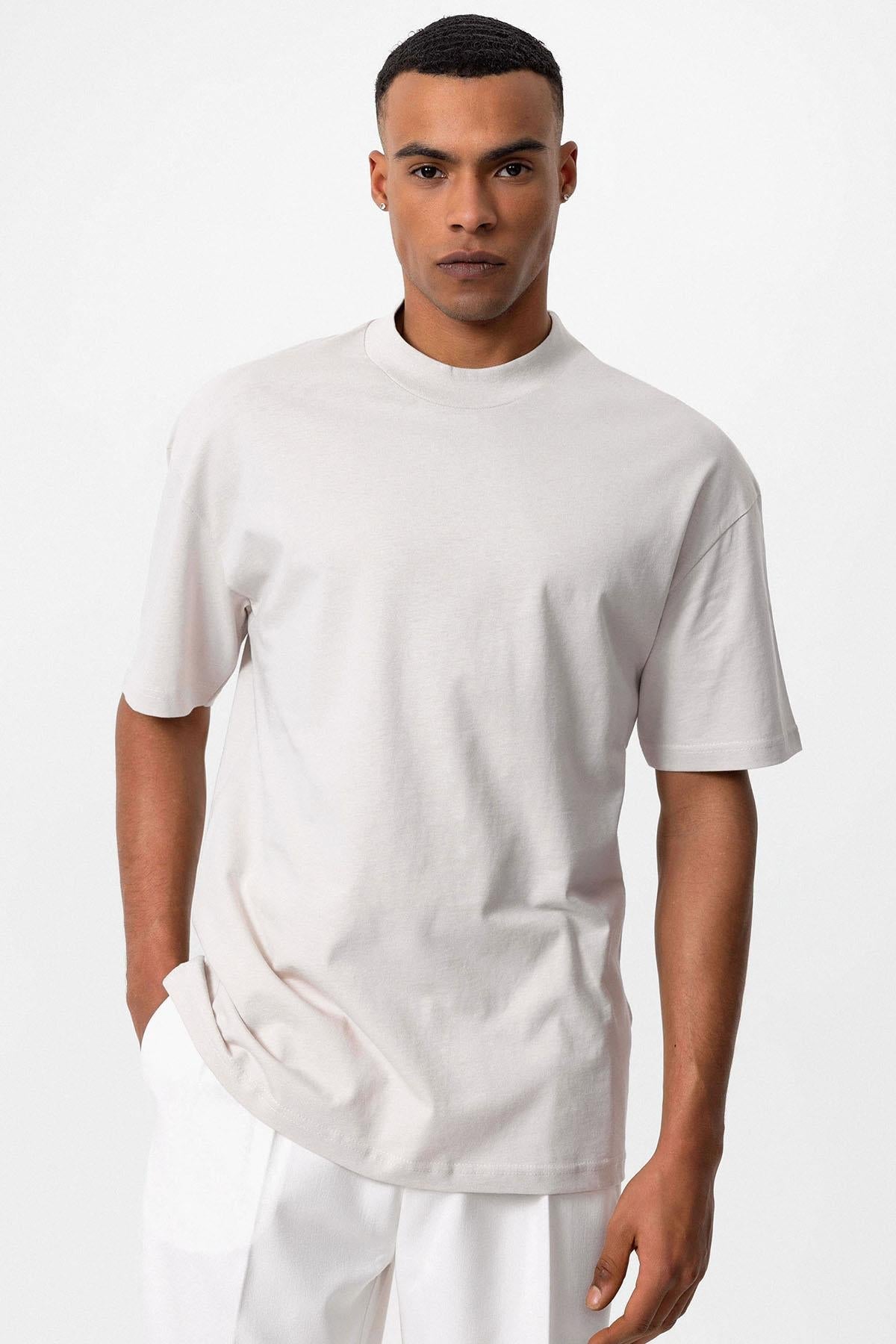 Men's Stone Relaxed Fit Basic T-Shirt