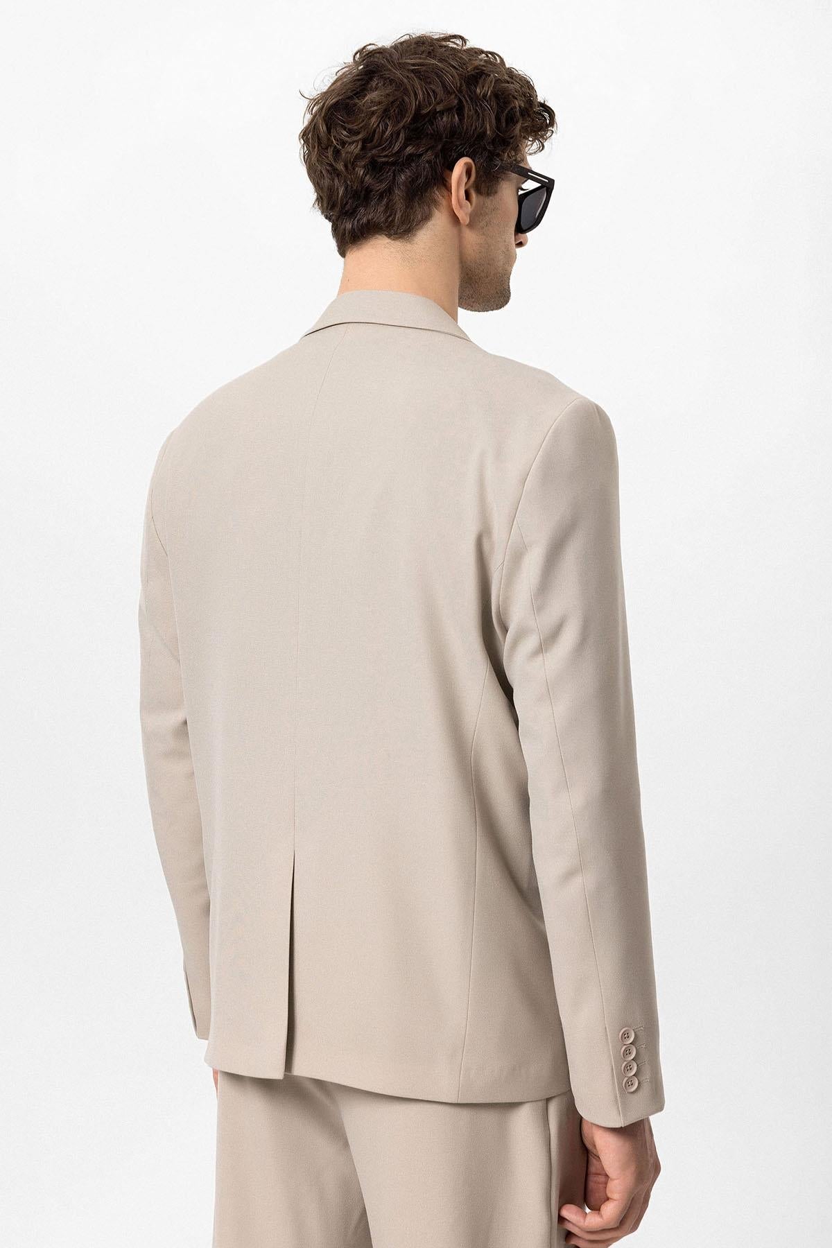 Men's Stone Single-Button Double-Breasted Blazer