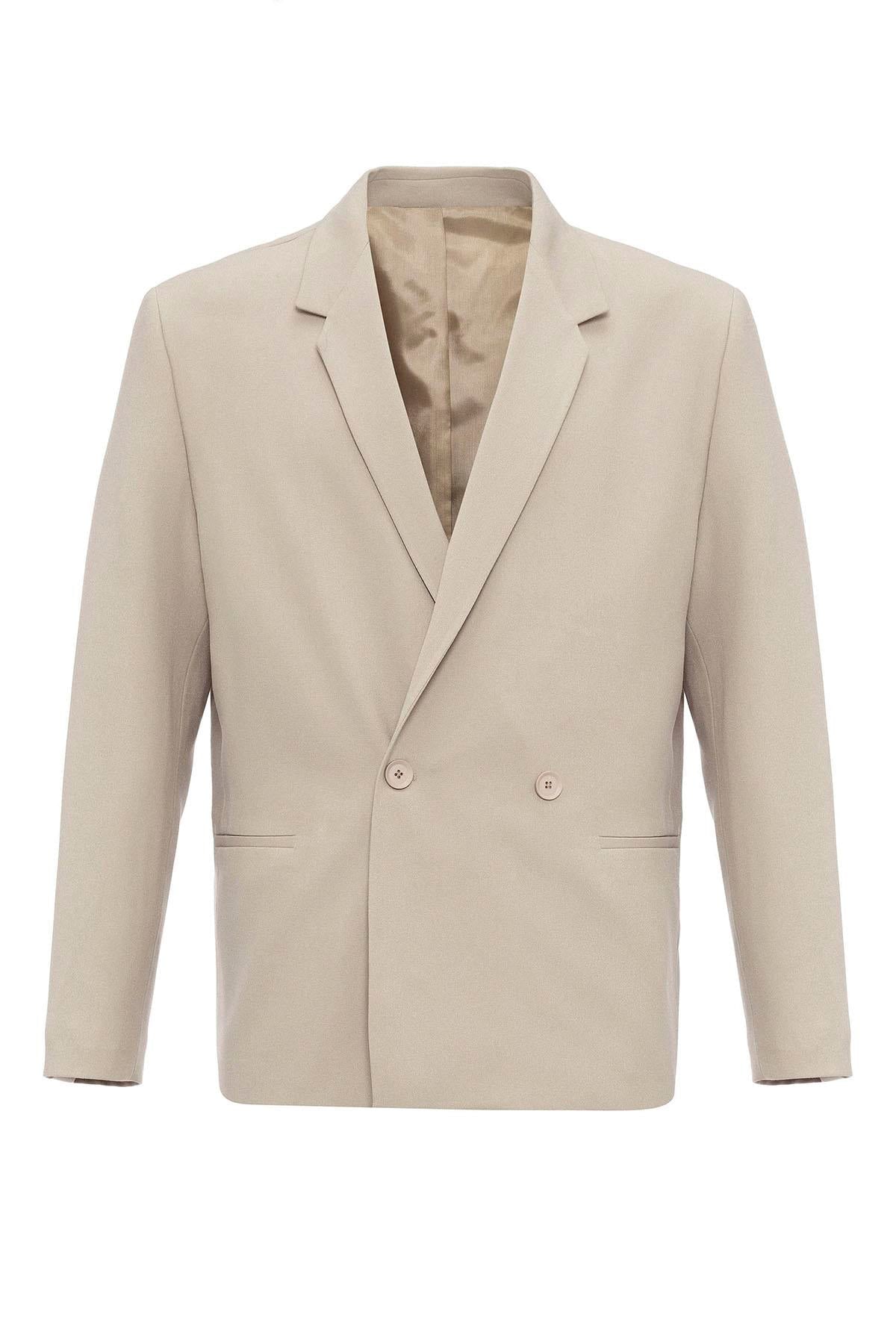 Men's Stone Single-Button Double-Breasted Blazer