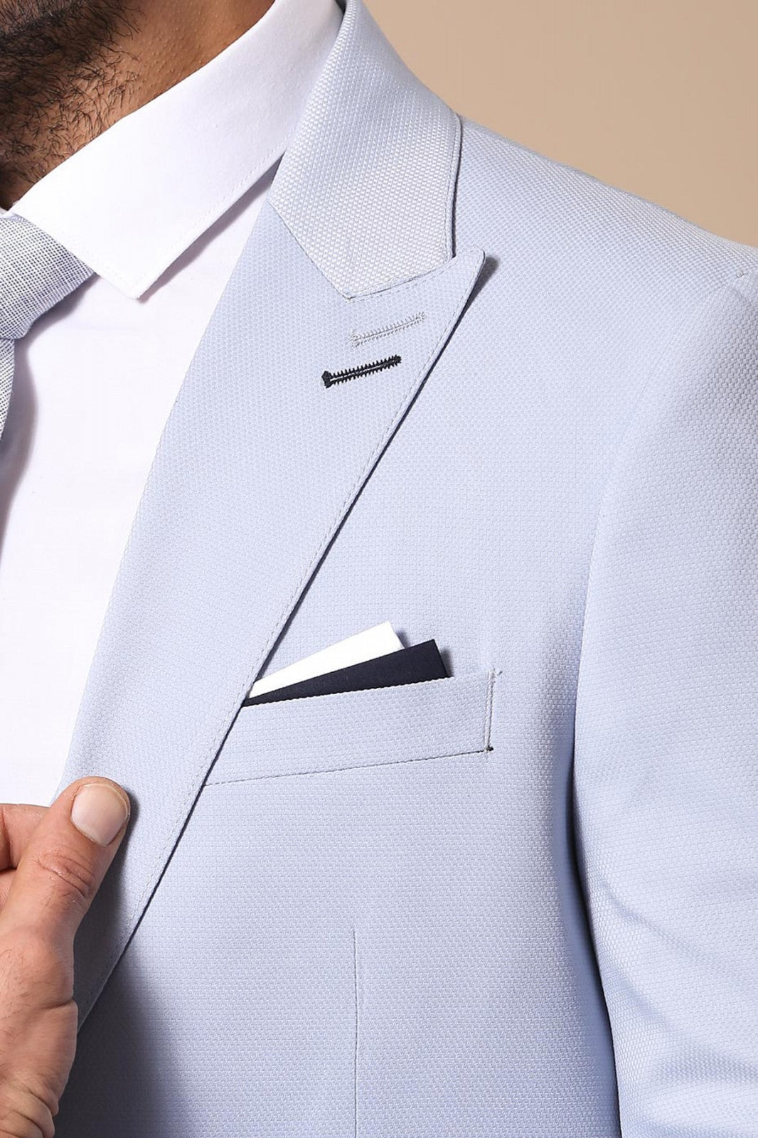 KOALA SYDNEY Mono Lapel Patterned Light Blue Tuxedo Suit-Wessi