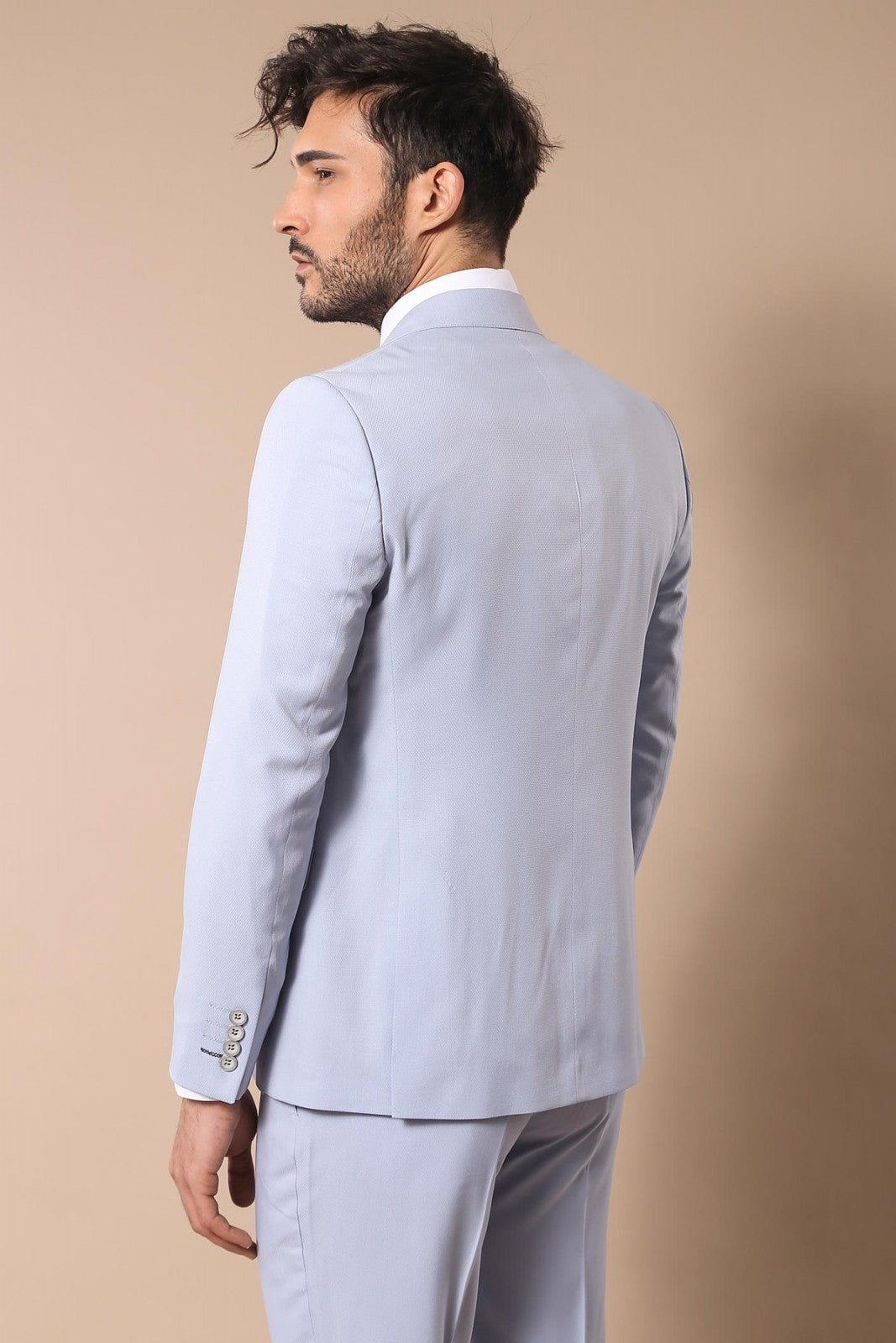 KOALA SYDNEY Mono Lapel Patterned Light Blue Tuxedo Suit-Wessi