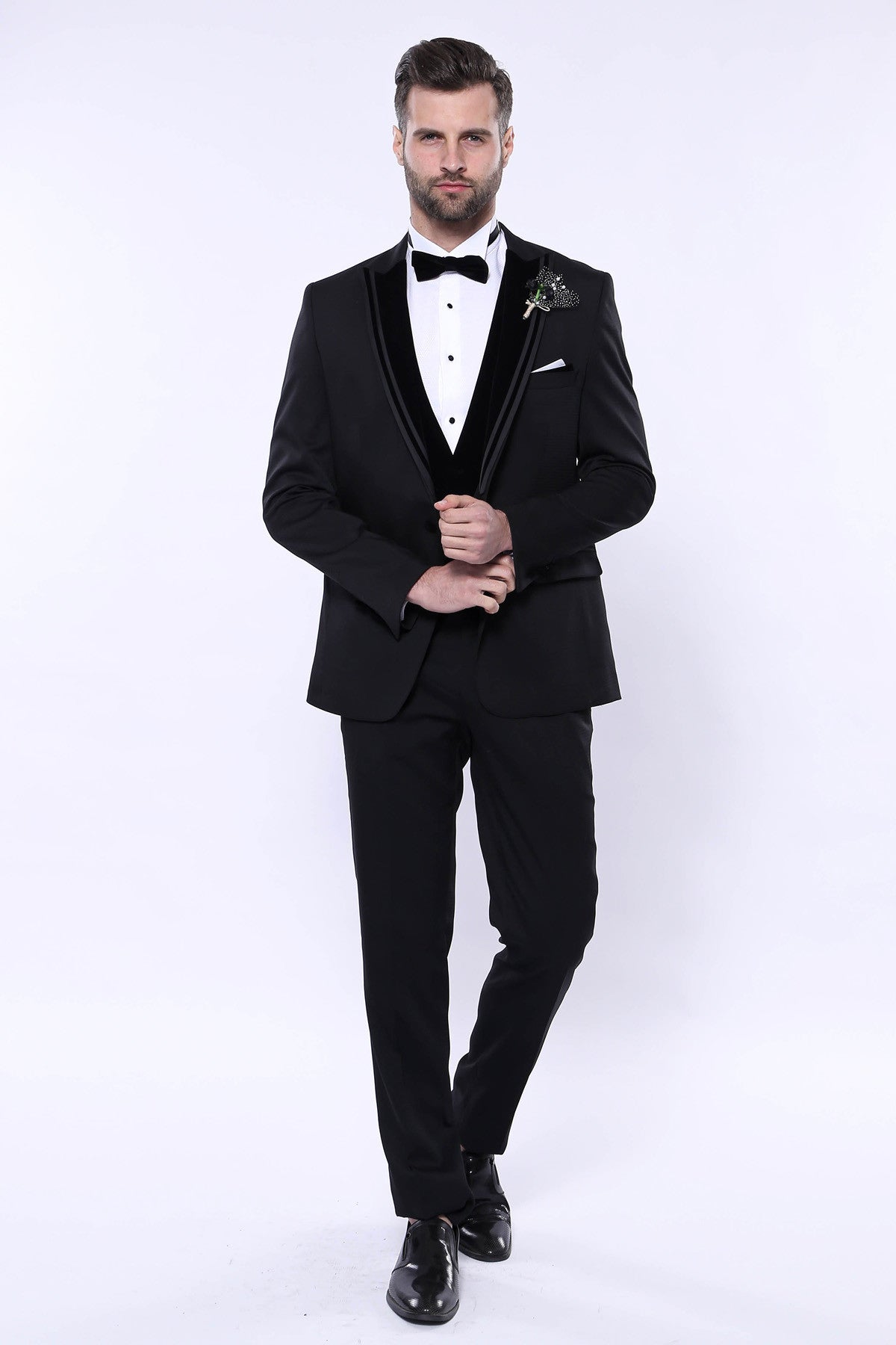 KOALA SYDNEY Velvet Collar Patterned Black Tuxedo