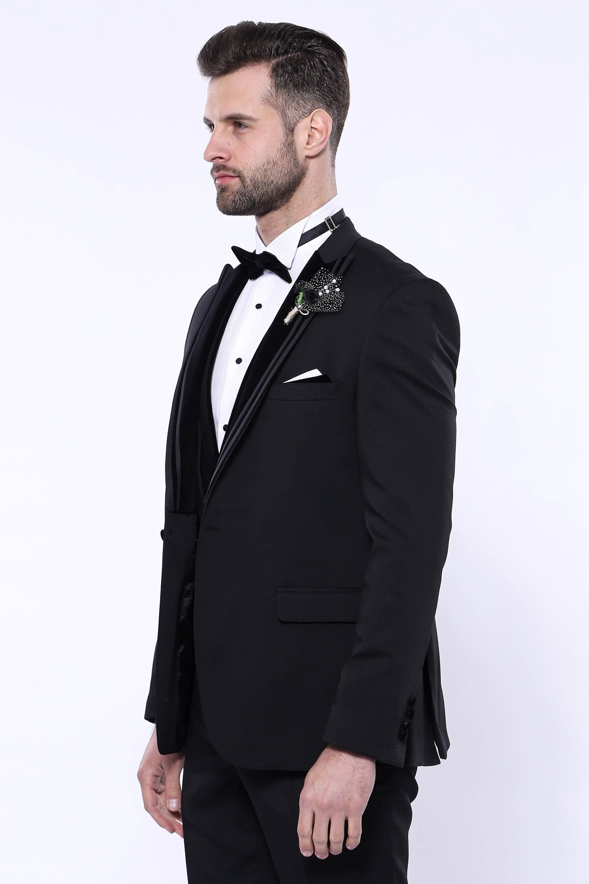 KOALA SYDNEY Velvet Collar Patterned Black Tuxedo