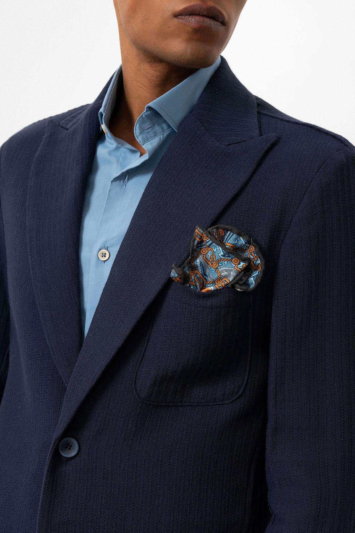 KOALA SYDNEY Men's Navy Blue Pocketed Plain Blazer Jacket