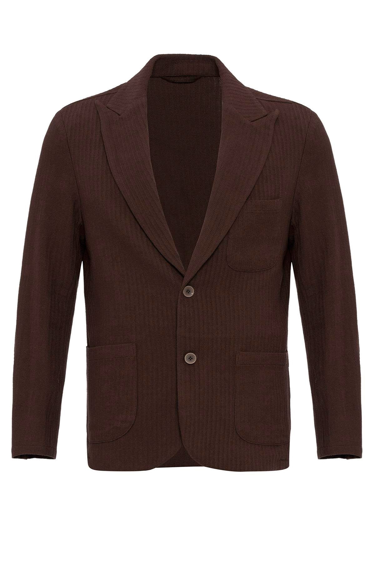Men's Brown Pocketed Plain Blazer Jacket
