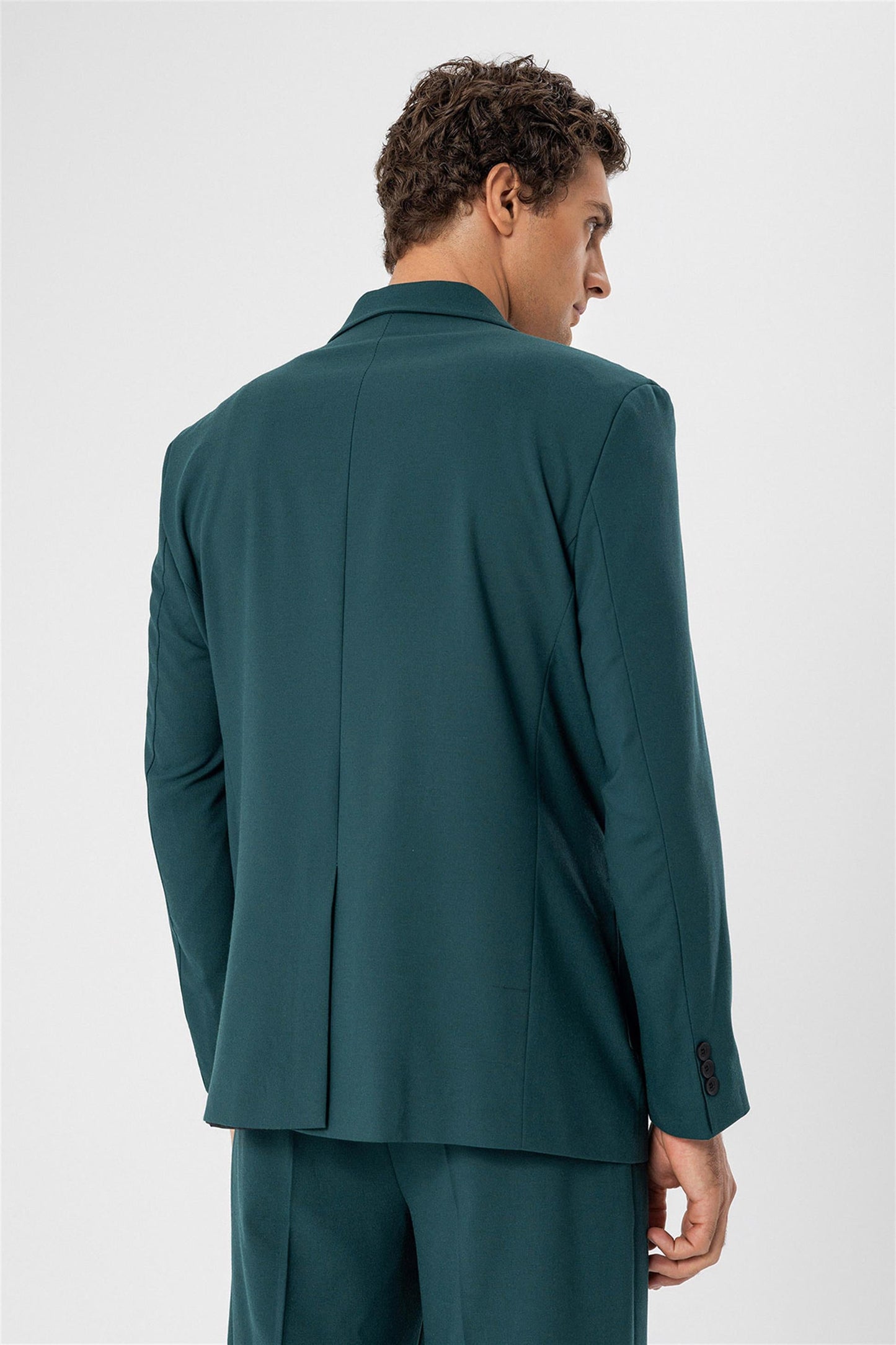 Men's Green Double Breasted Blazer Jacket with Bag Pocket