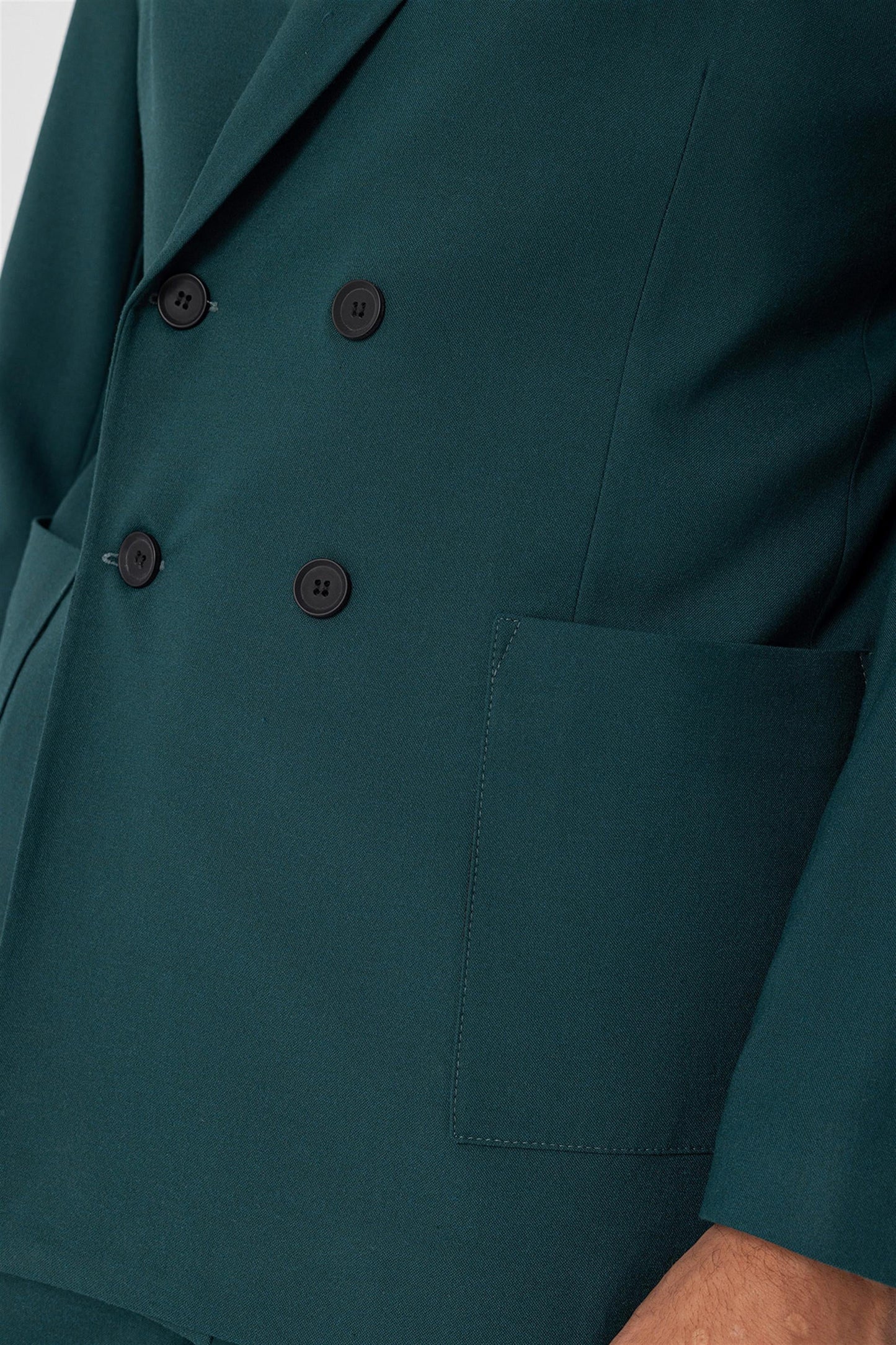 Men's Green Double Breasted Blazer Jacket with Bag Pocket