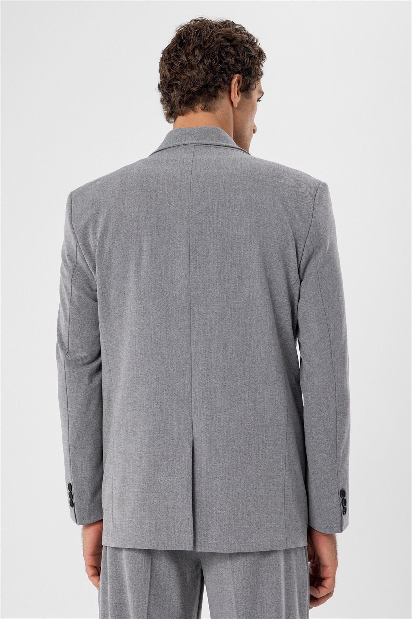KOALA SYDNEY Men's Grey Double Breasted Blazer Jacket with Bag Pocket