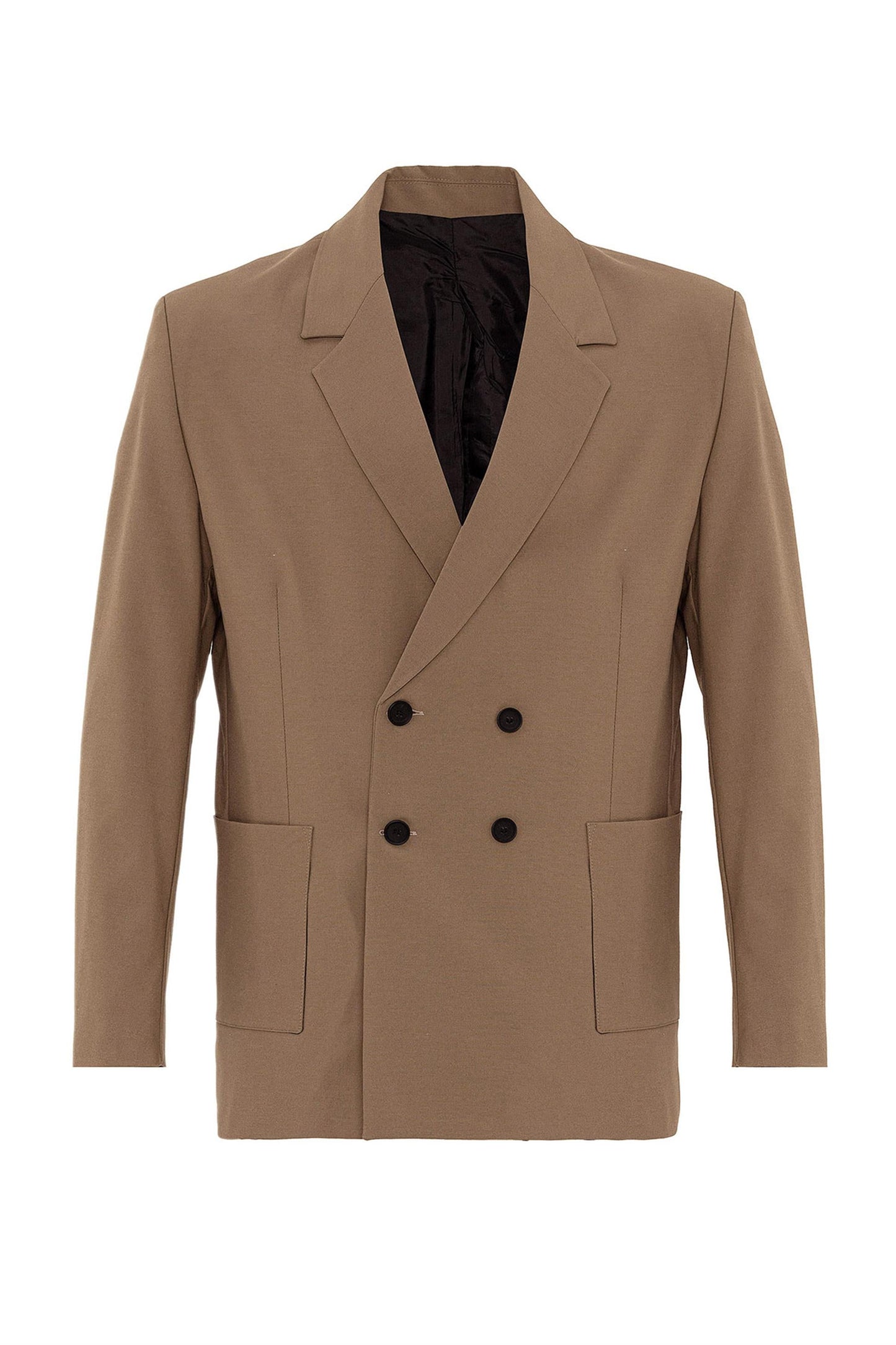 KOALA SYDNEY Men's Camel Double Breasted Blazer Jacket with Bag Pocket