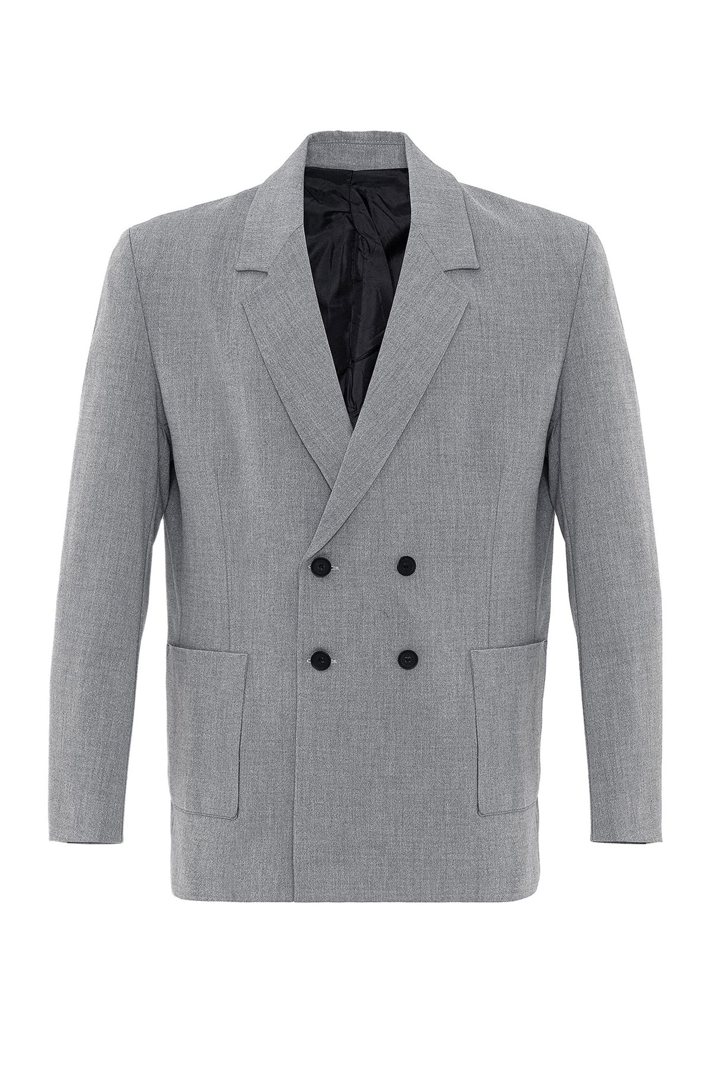 KOALA SYDNEY Men's Grey Double Breasted Blazer Jacket with Bag Pocket