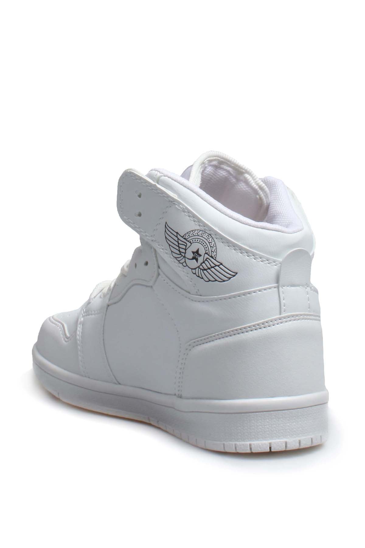 Men's All-White High-Top Sneakers with Minimalist Design