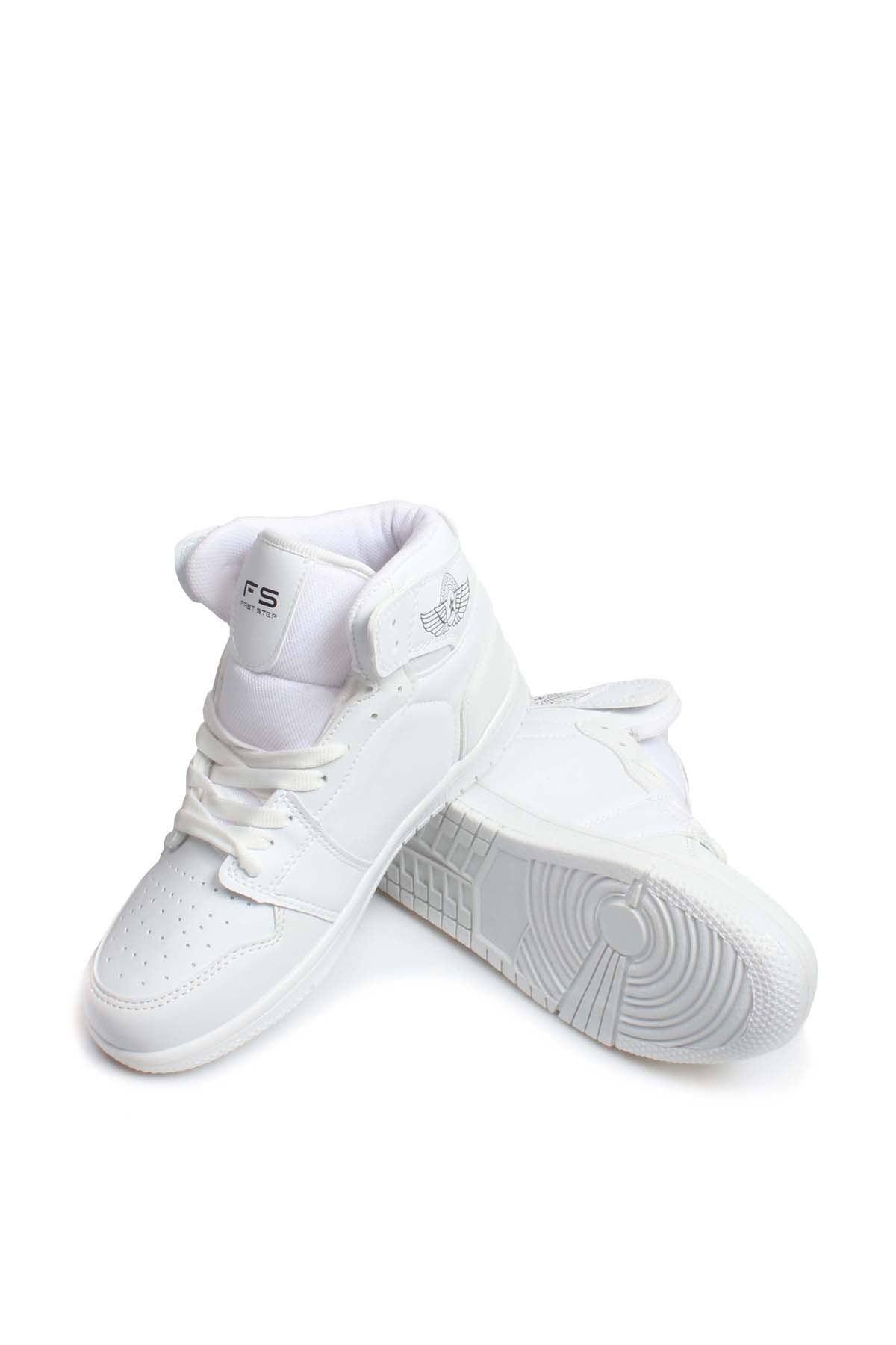 Men's All-White High-Top Sneakers with Minimalist Design