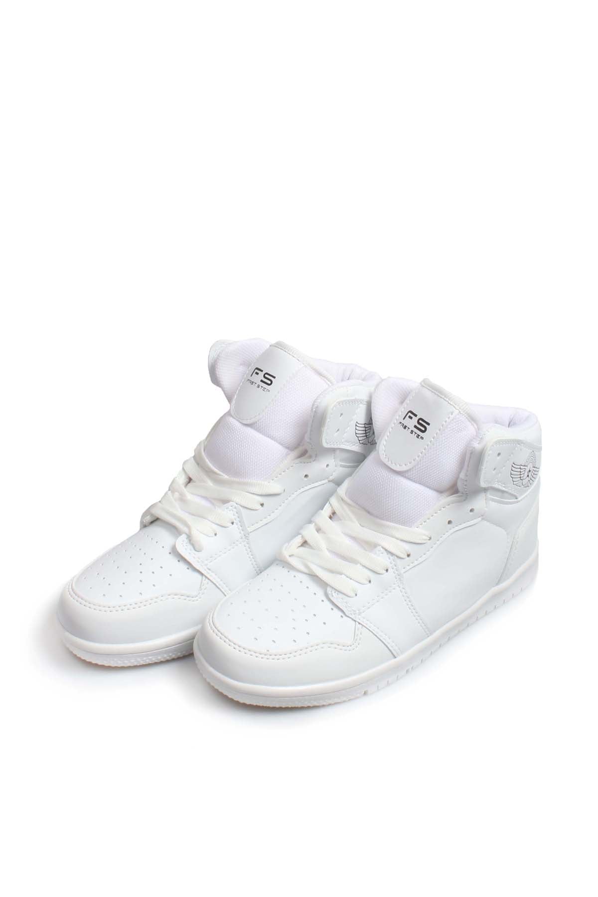 Men's All-White High-Top Sneakers with Minimalist Design