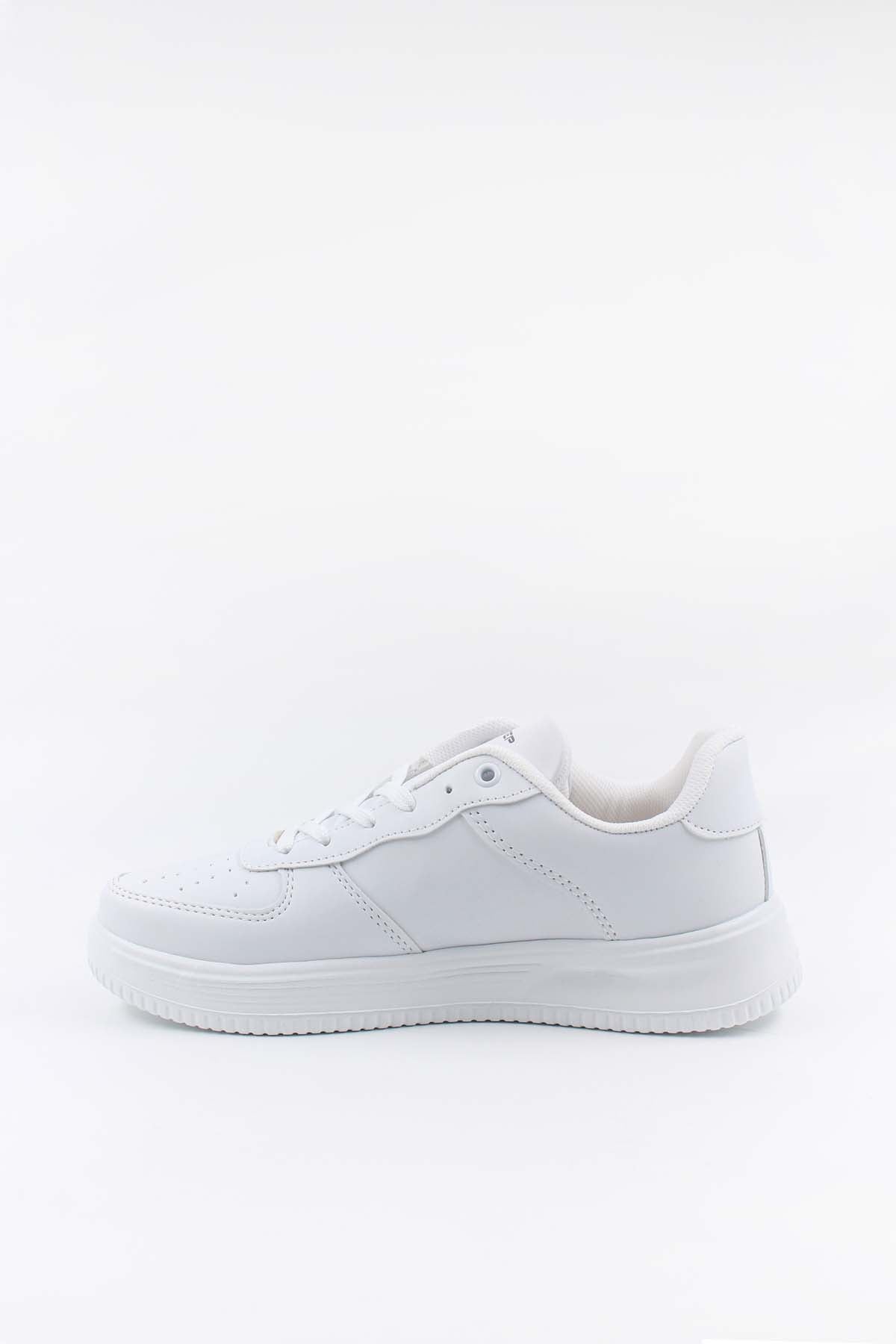 Men's All-White Leather Low-Top Sneakers with Perforated Details