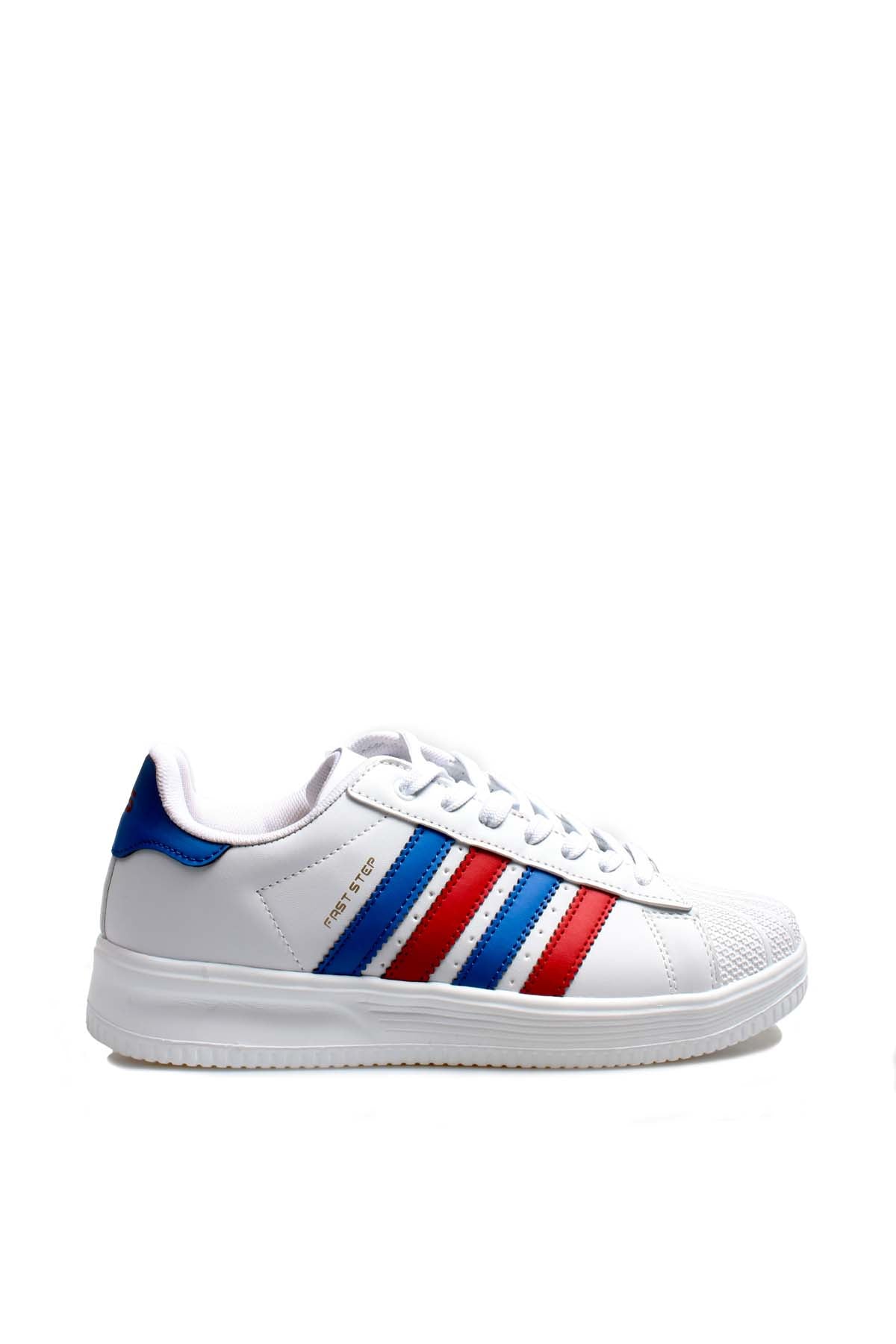 KOALA SYDNEY Men's White Leather Sneakers with Patriotic Stripe Details