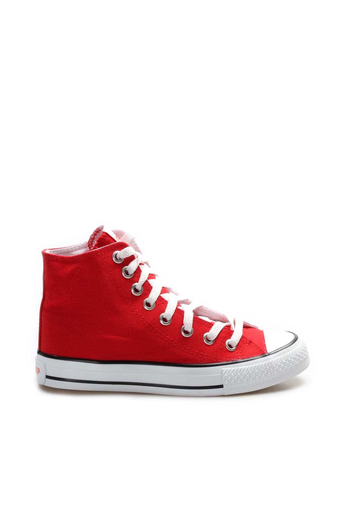 Men's Red High-Top Canvas Sneakers with White Laces