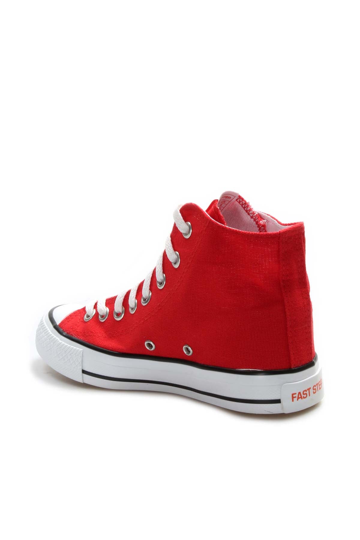 Men's Red High-Top Canvas Sneakers with White Laces