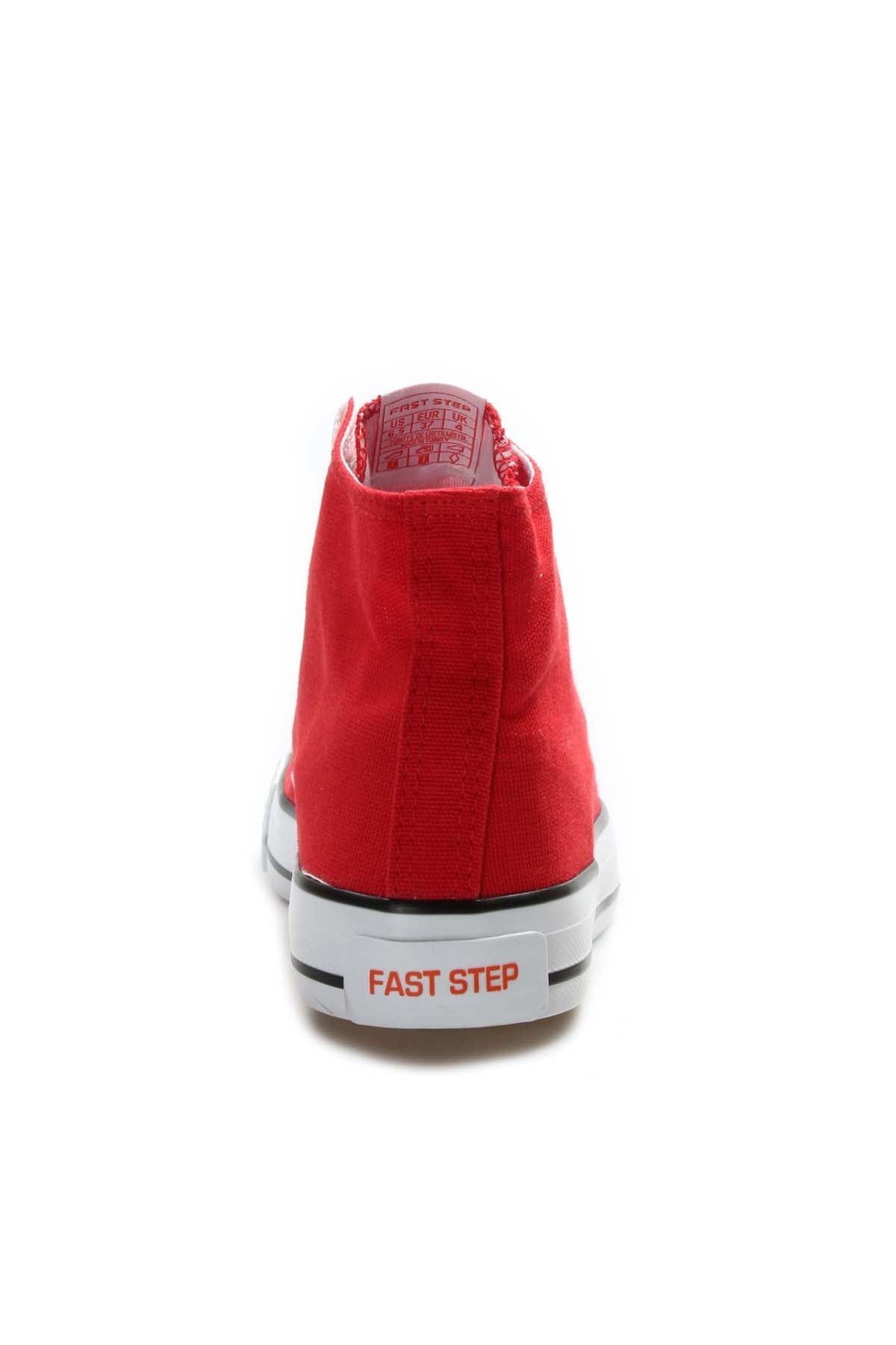 Men's Red High-Top Canvas Sneakers with White Laces