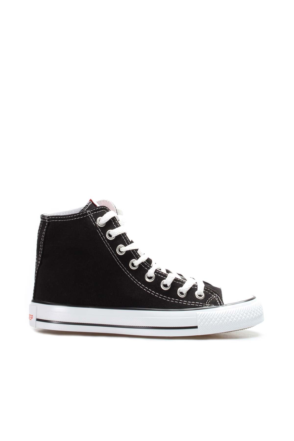 Men's Black High-Top Canvas Sneakers with White Laces