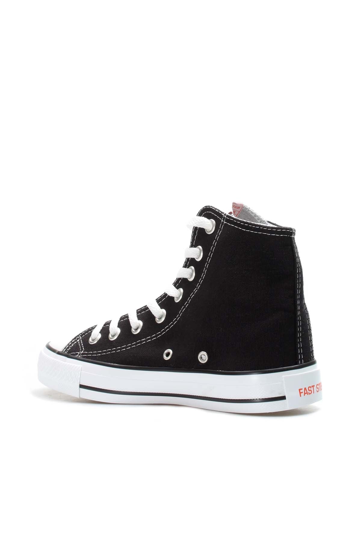 Men's Black High-Top Canvas Sneakers with White Laces
