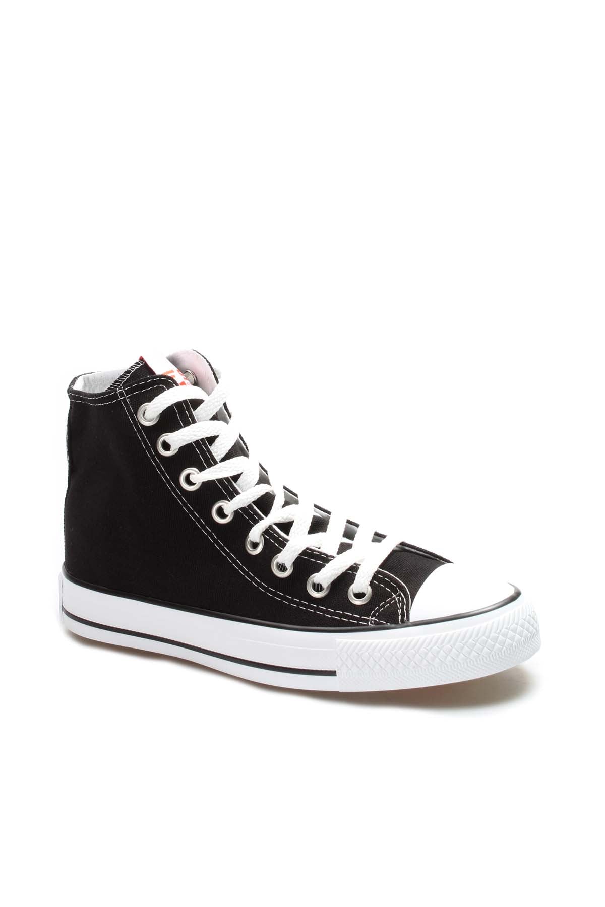 Men's Black High-Top Canvas Sneakers with White Laces