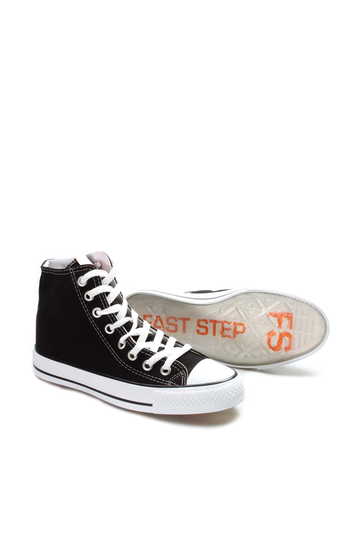 Men's Black High-Top Canvas Sneakers with White Laces