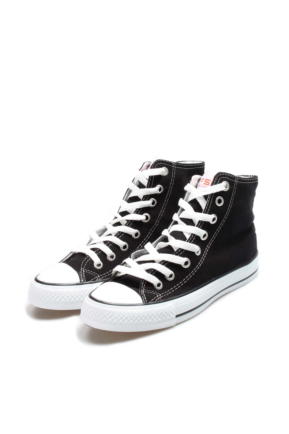 Men's Black High-Top Canvas Sneakers with White Laces