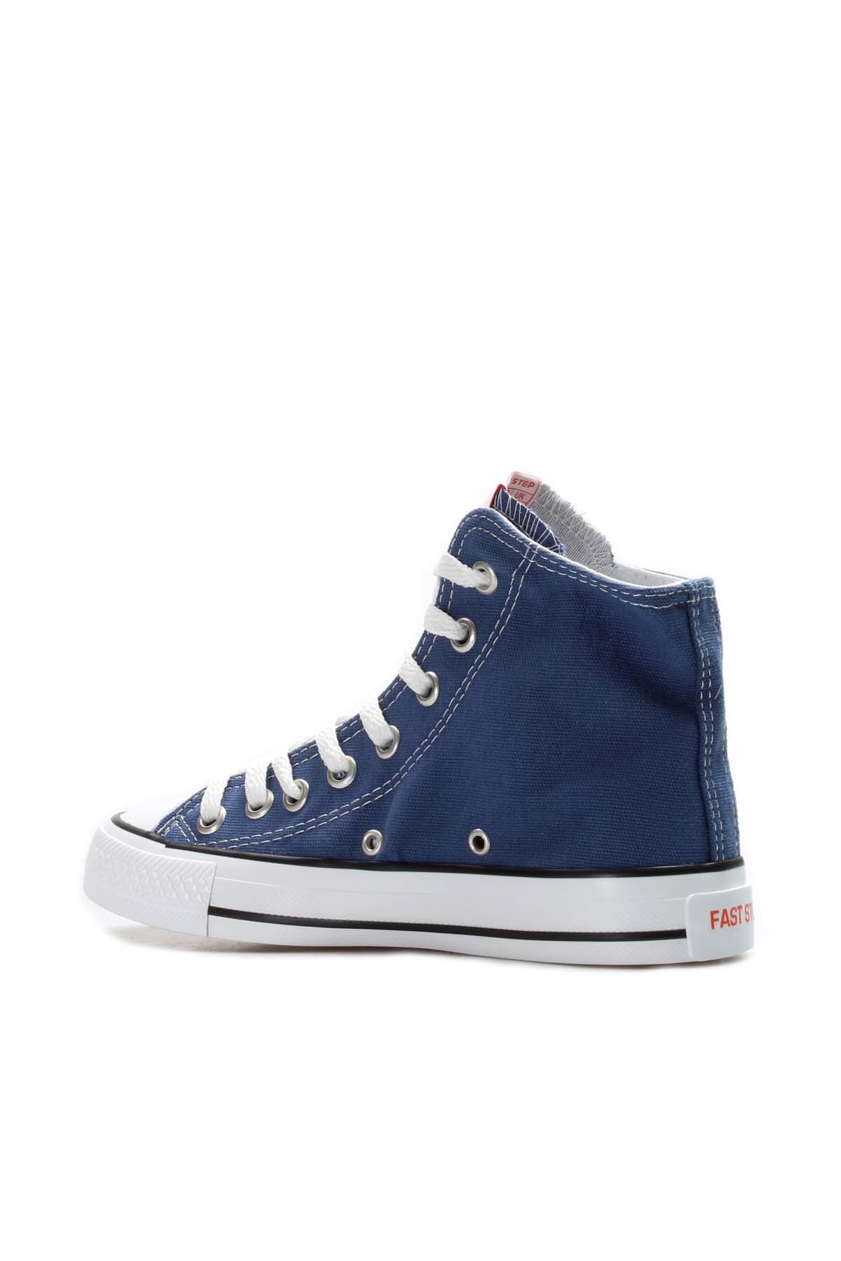Men's Denim Blue High-Top Canvas Sneakers with White Stitching