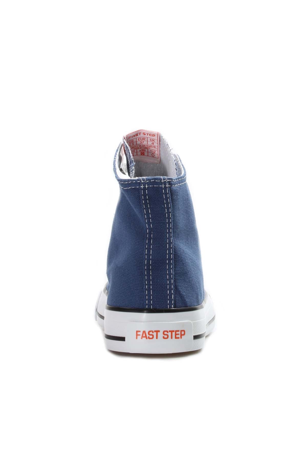 Men's Denim Blue High-Top Canvas Sneakers with White Stitching
