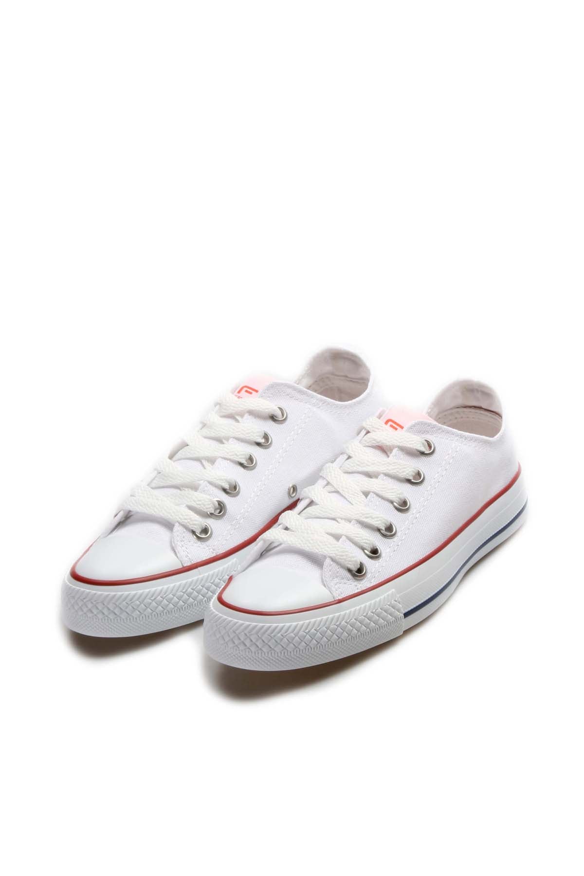 KOALA SYDNEY Men's White Canvas Low-Top Sneakers with Red Stripe Detail