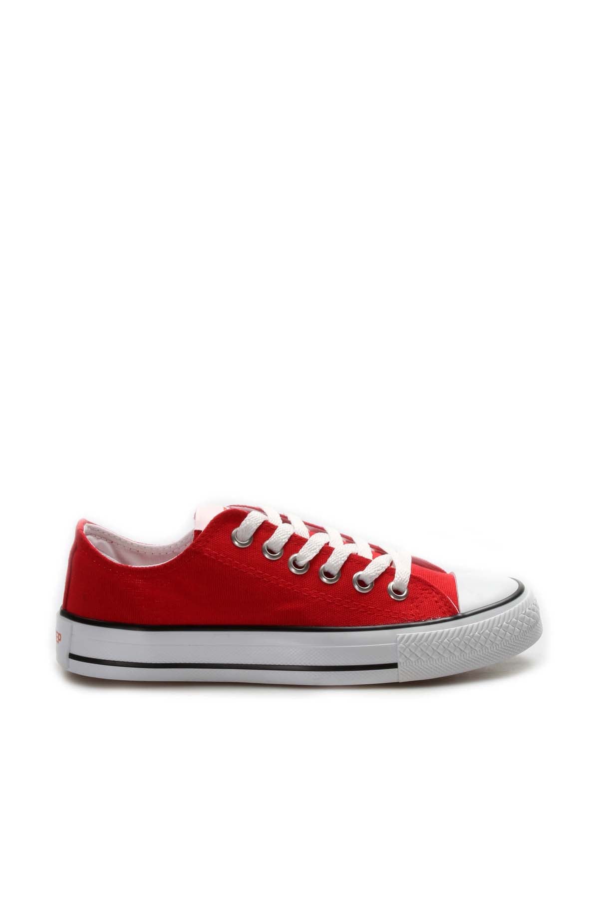 Men's Red Canvas Low-Top Sneakers with White Laces