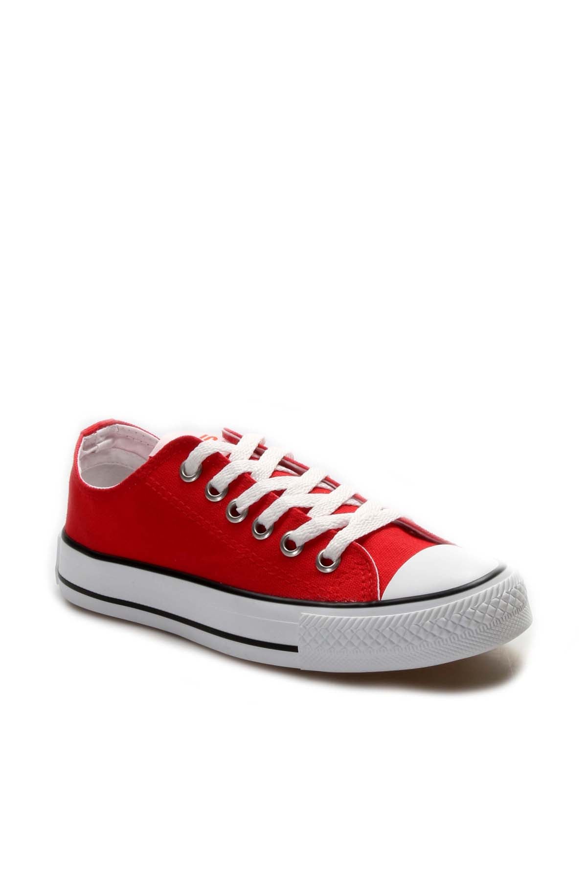 Men's Red Canvas Low-Top Sneakers with White Laces