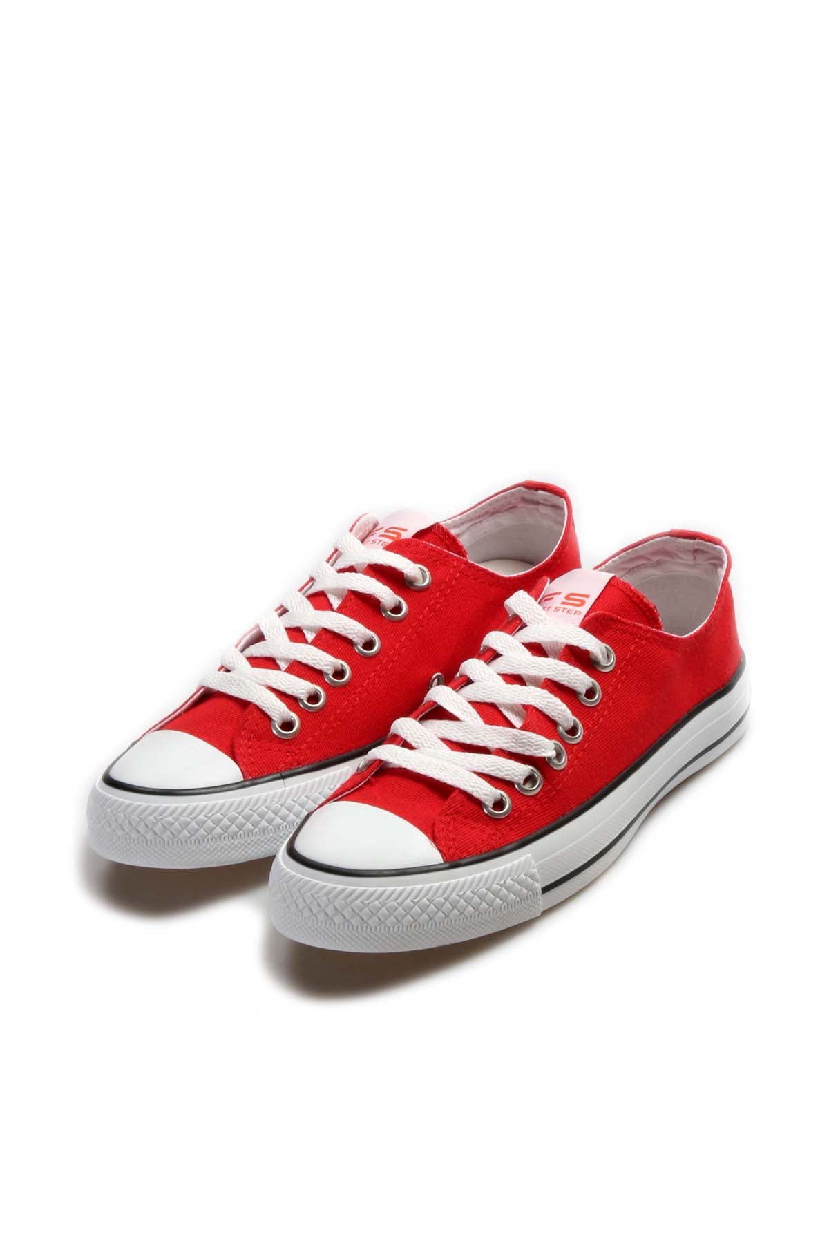 Men's Red Canvas Low-Top Sneakers with White Laces