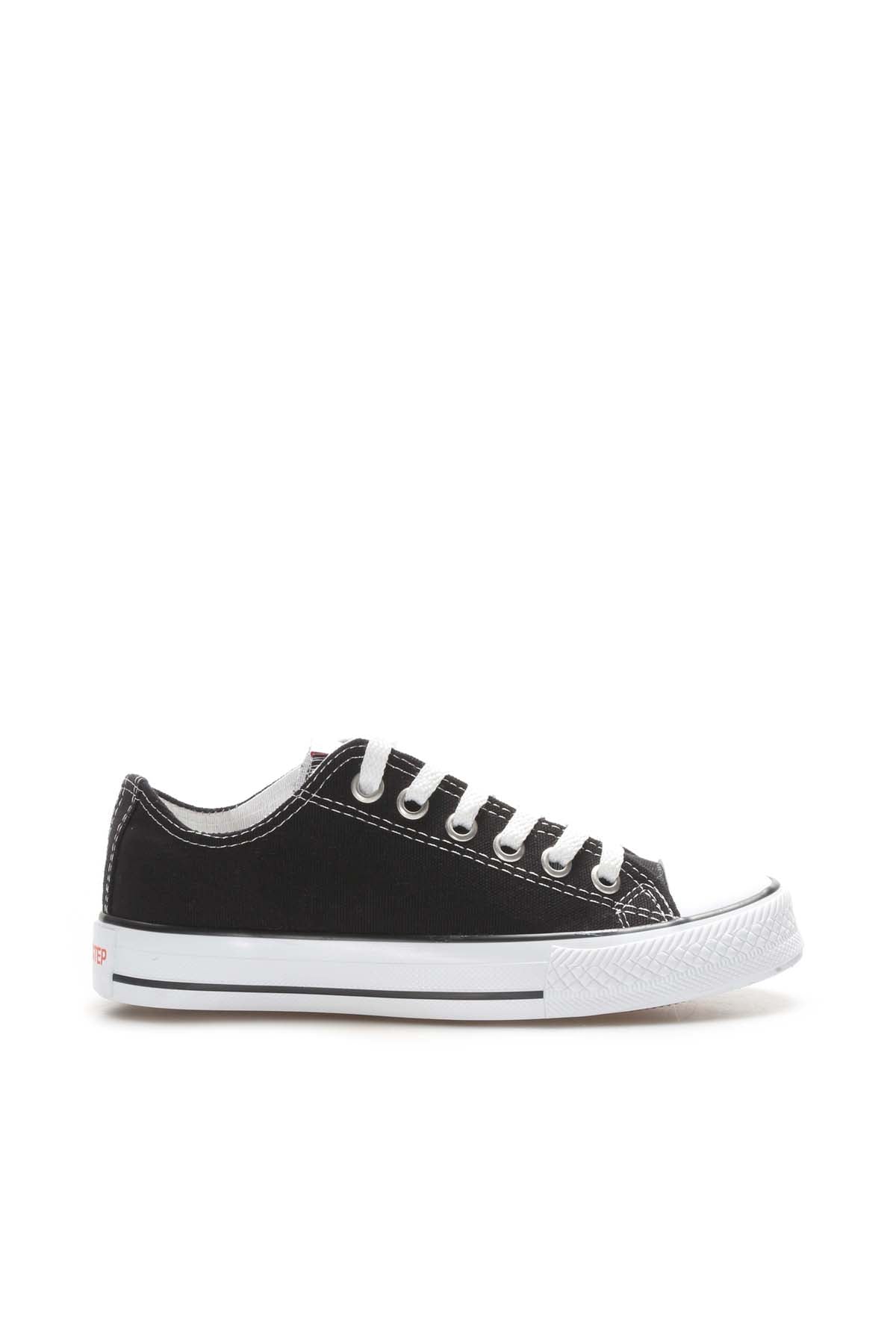 Men's Black Canvas Low-Top Sneakers with White Laces