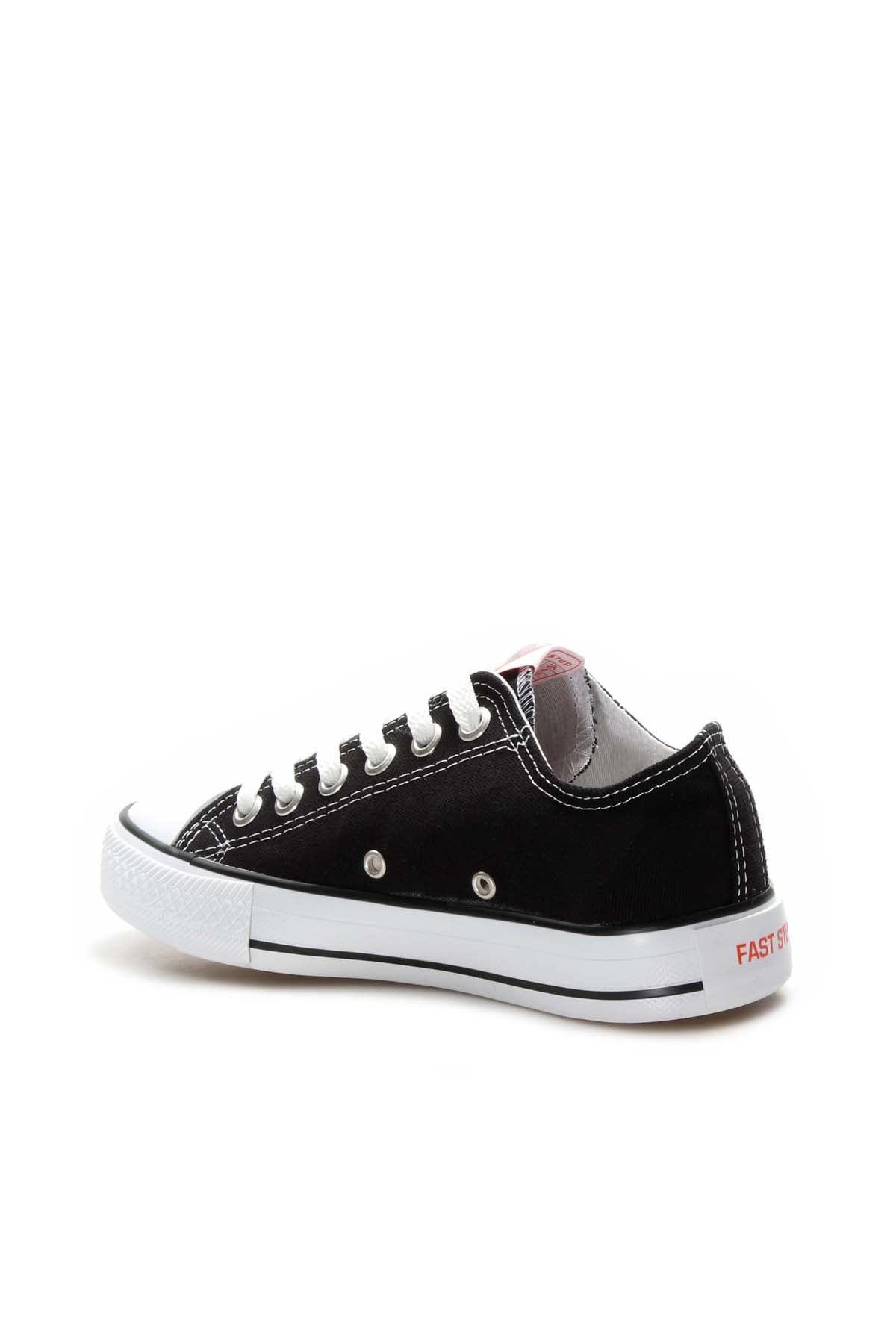 Men's Black Canvas Low-Top Sneakers with White Laces